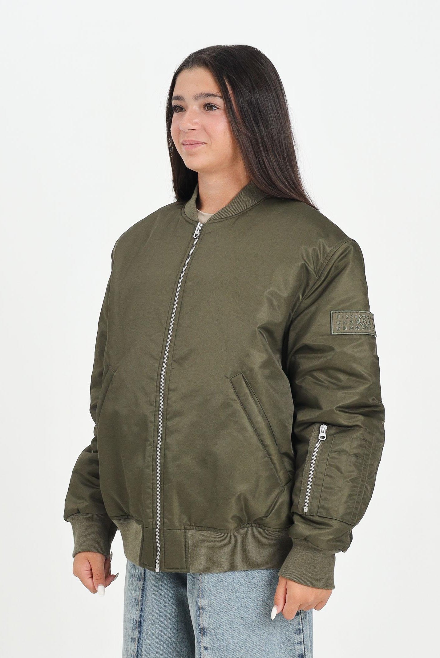 MAISON MARGIELA Bomber verde per donna, ragazzi e bambini con Patch Numeric M60832MM03B M6514 MAISON MARGIELA