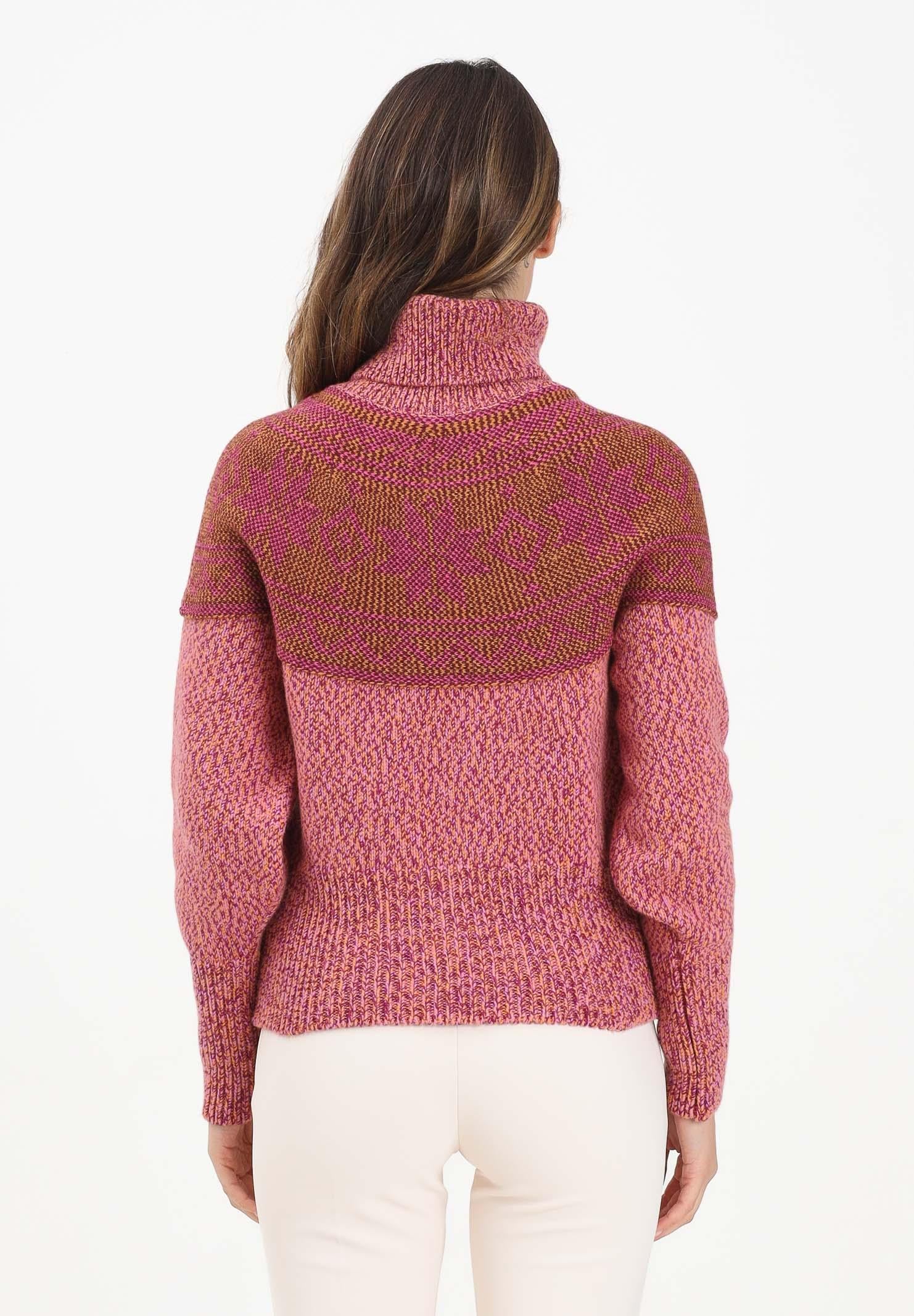 GCDS Maglione a collo alto rosa da donna con intarsio logo GCDS B2CW1603KJ3 42 GCDS