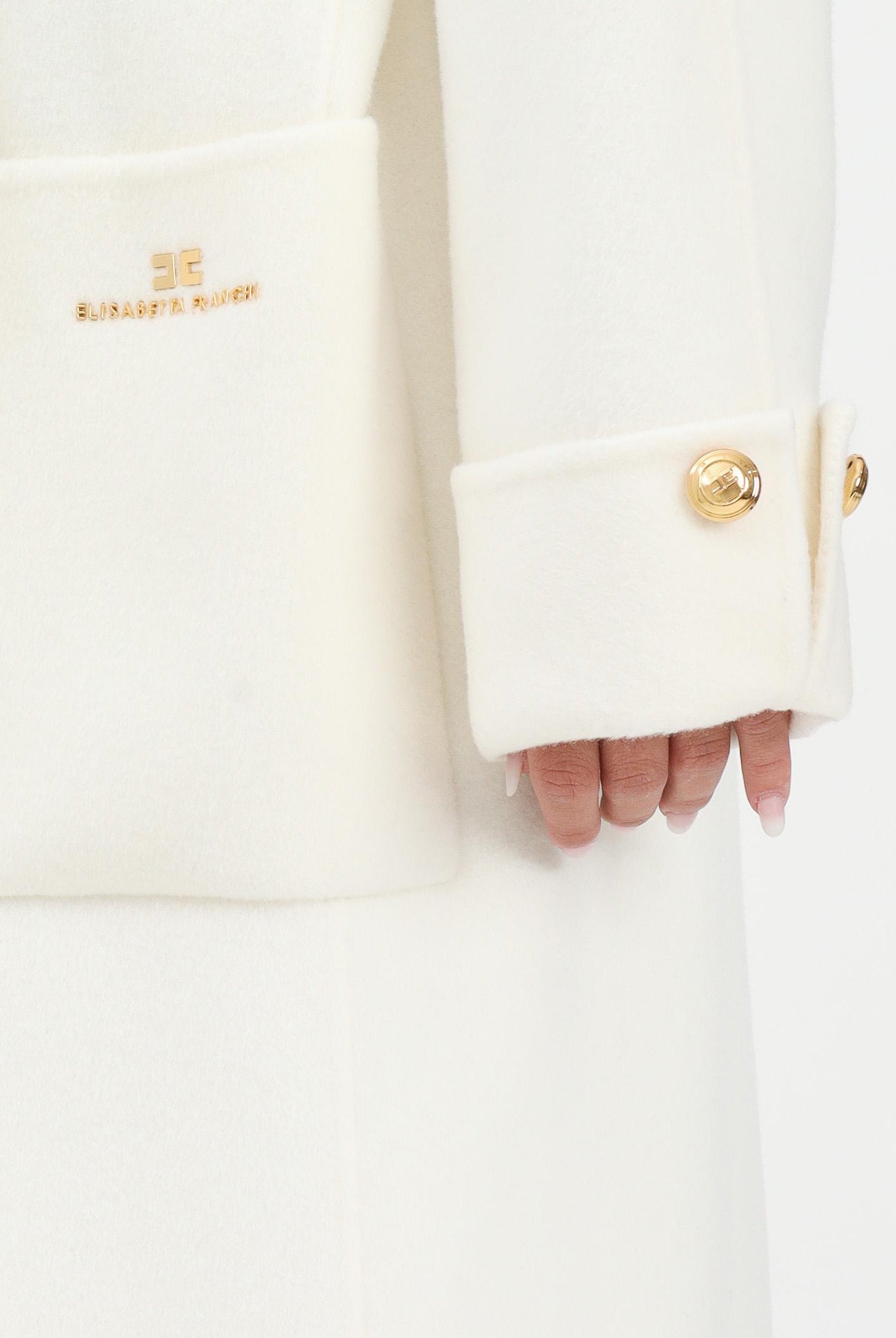 ELISABETTA FRANCHI Cappotto a vestaglia in panno panna da donna CP68D56E2 DZ9 ELISABETTA FRANCHI