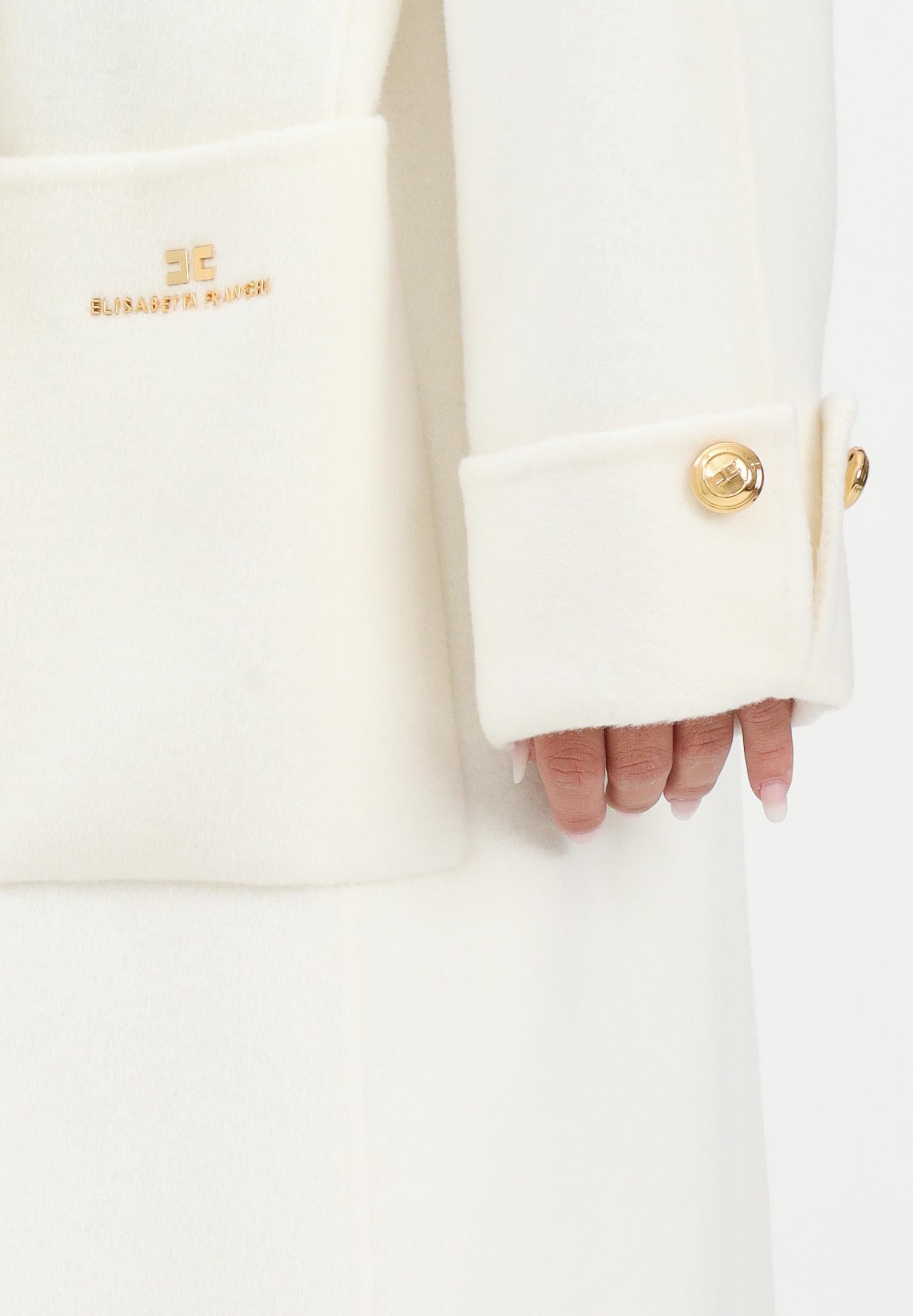 ELISABETTA FRANCHI Cappotto a vestaglia in panno panna da donna CP68D56E2 DZ9 ELISABETTA FRANCHI