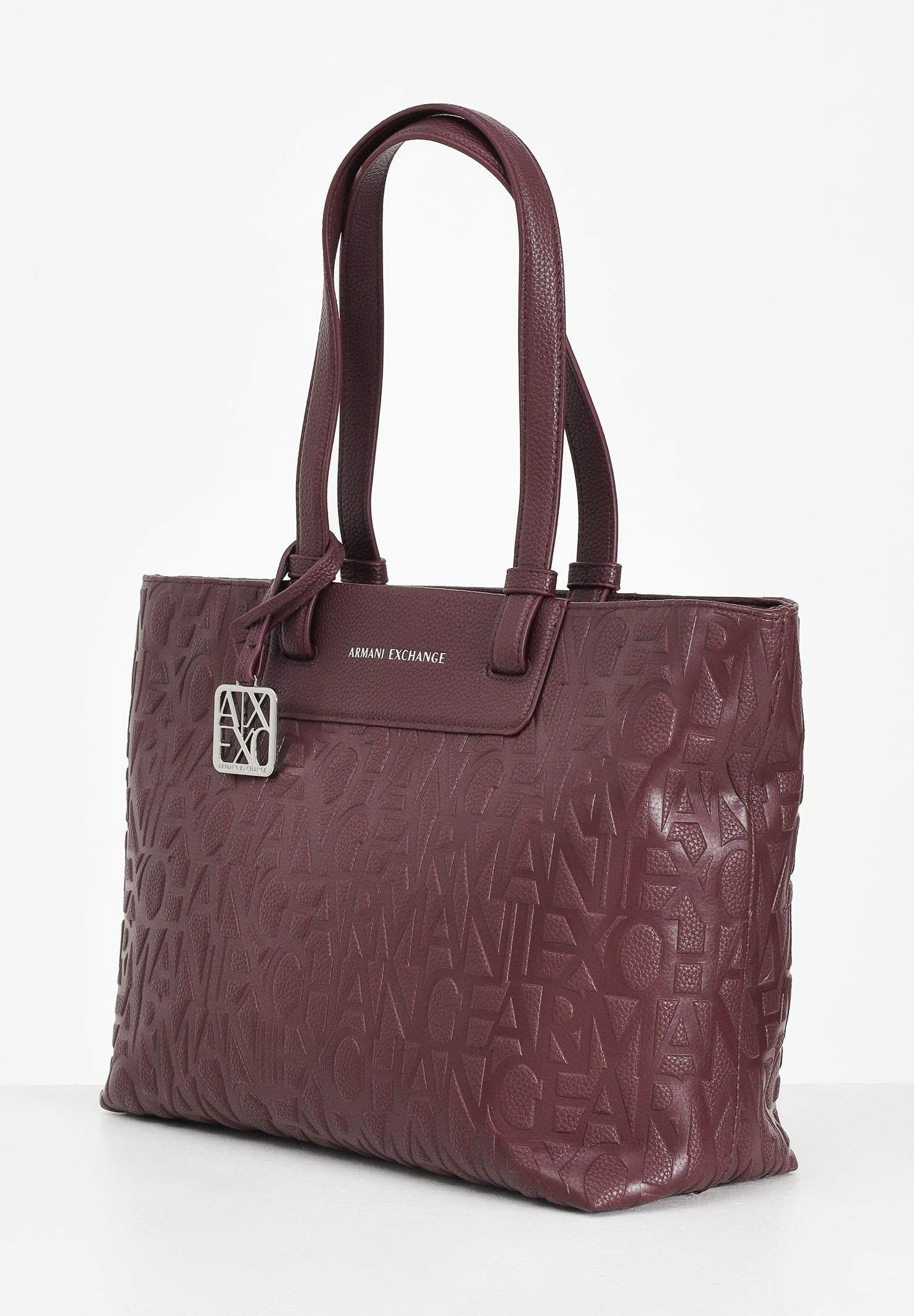 ARMANI EXCHANGE Shopper a spalla bordeaux da donna con logo all-over XW001481AF15774 UA343 ARMANI EXCHANGE
