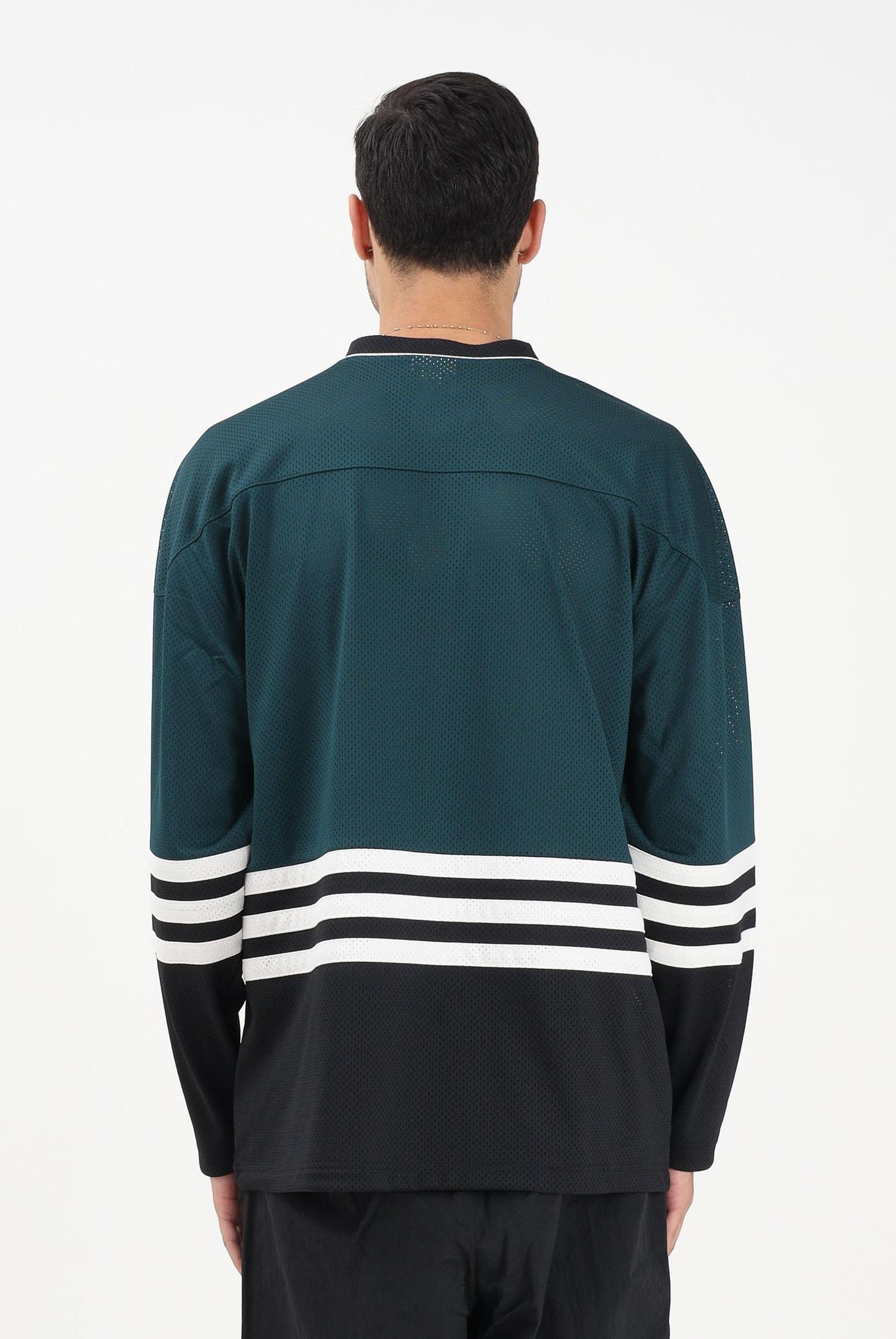 ADIDAS ORIGINALS T-shirt a manica lunga 90s Adidas Hockey Jersey Vintage verde e nera da uomo JV8467 ADIDAS ORIGINALS