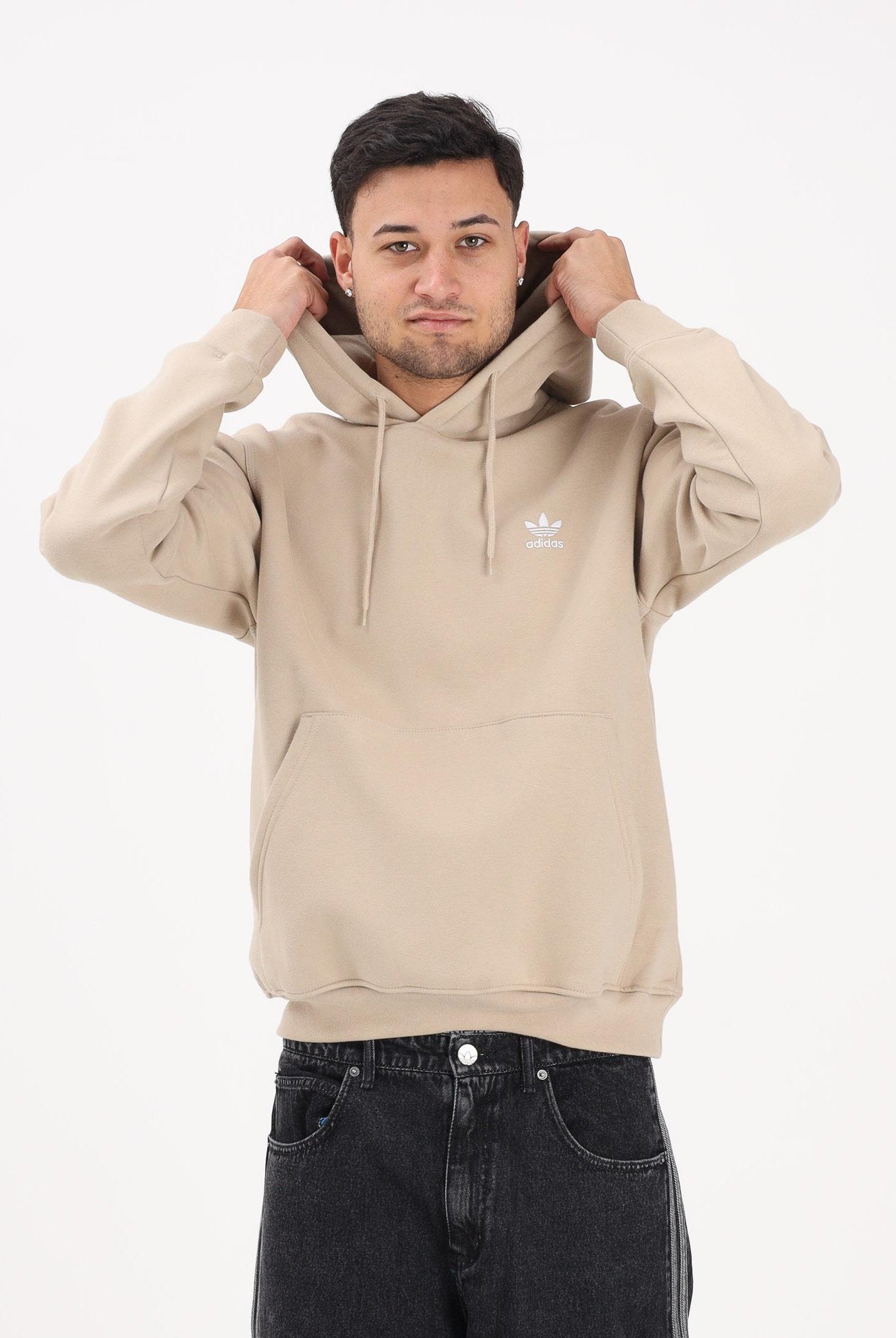 ADIDAS ORIGINALS Felpa con cappuccio TREFOIL ESSENTIALS beige da uomo KE1187 . ADIDAS ORIGINALS