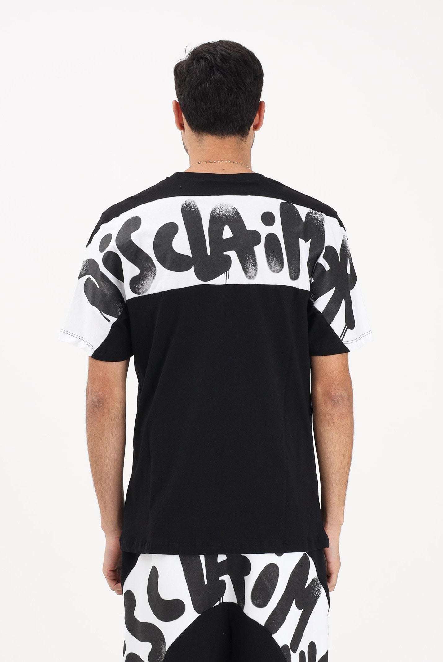 DISCLAIMER T-shirt a manica corta nera da uomo con stampa logo sul retro 26EDS55432 NEBI DISCLAIMER