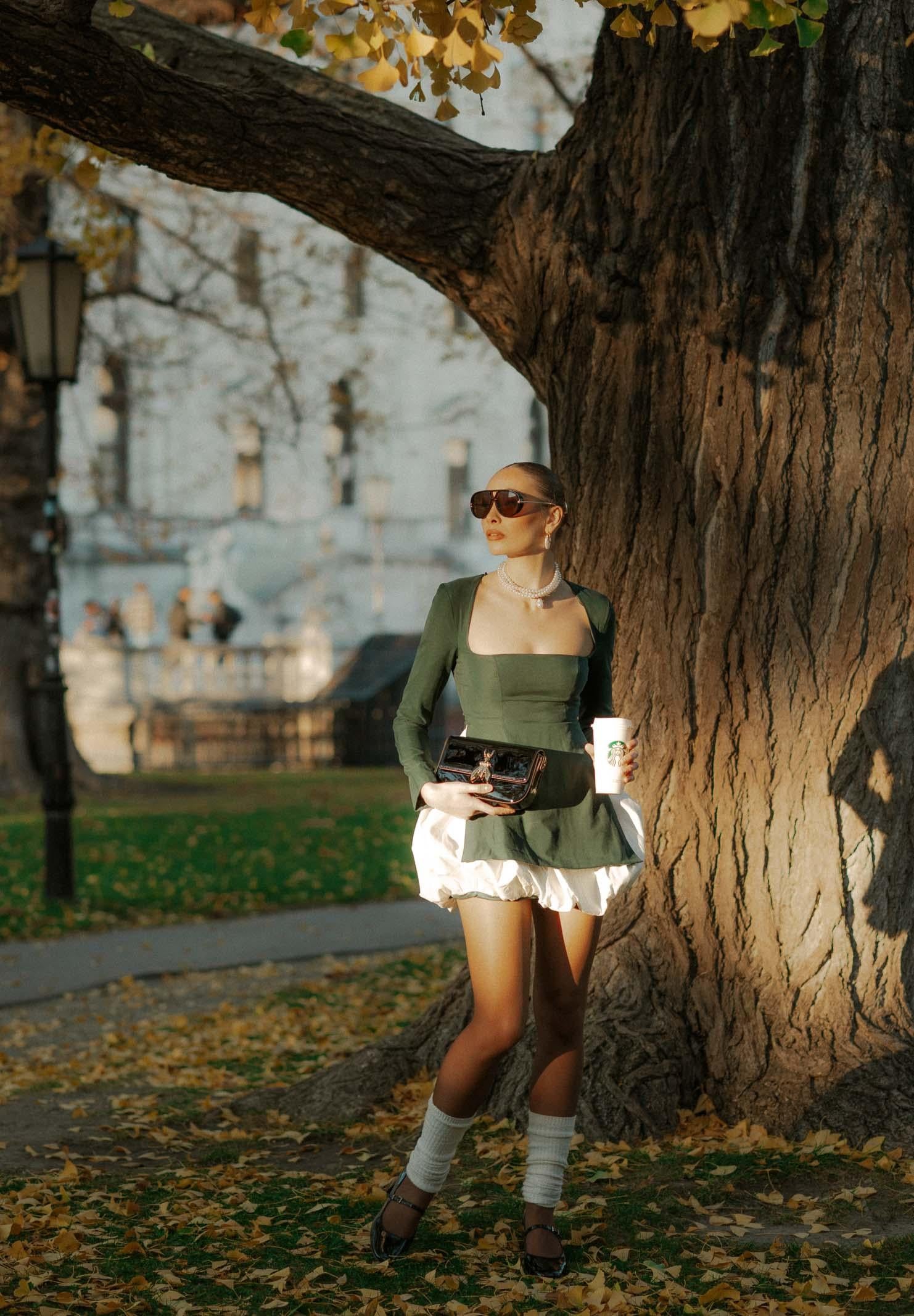 SANTAS Abito corto Noble verde ottanio da donna con gonna ballon PV2605 VEBI SANTAS