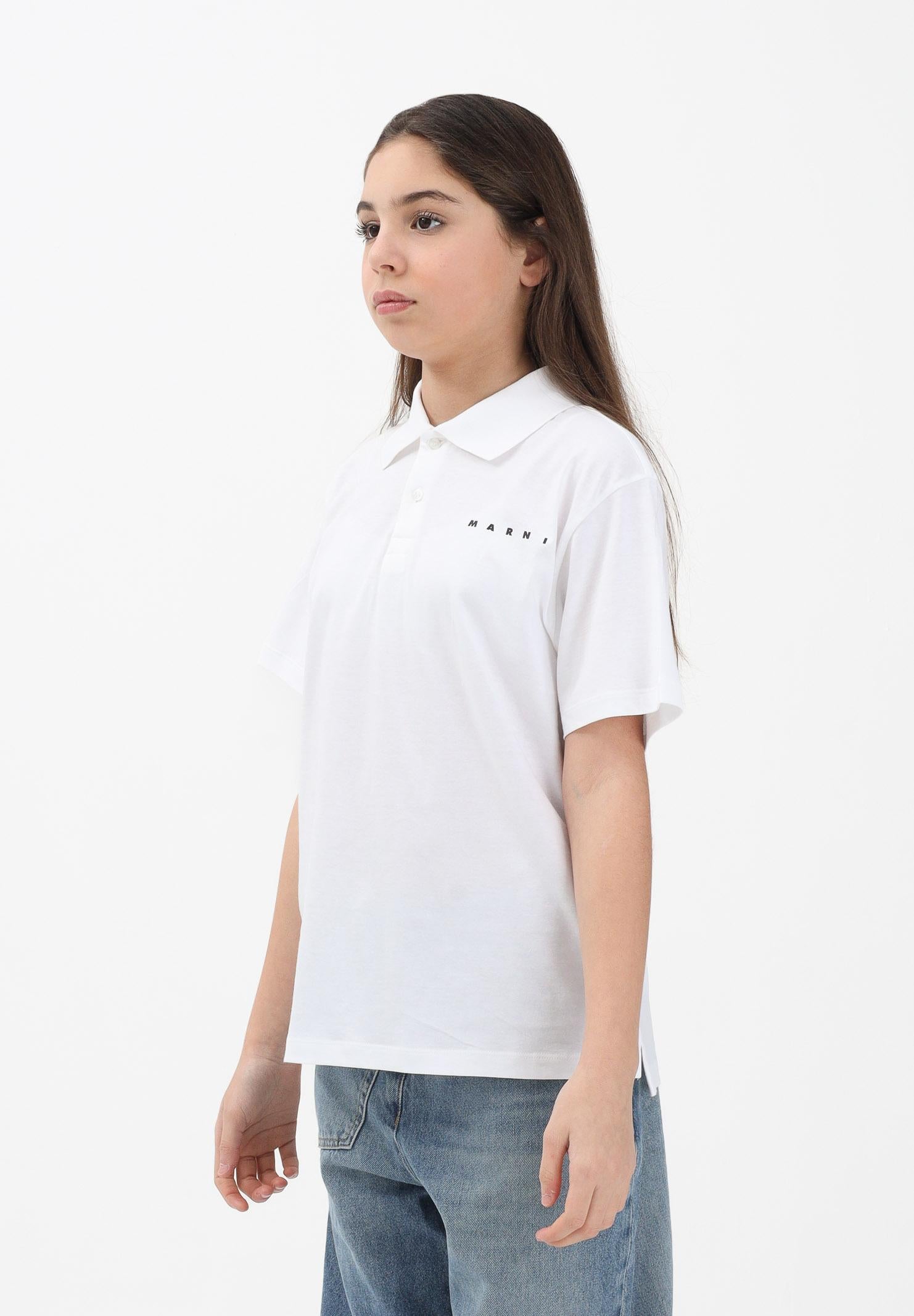 MARNI Polo a manica corta bianca per donna, ragazzi e bambini con logo Marni M01770M00RF 0M100 MARNI