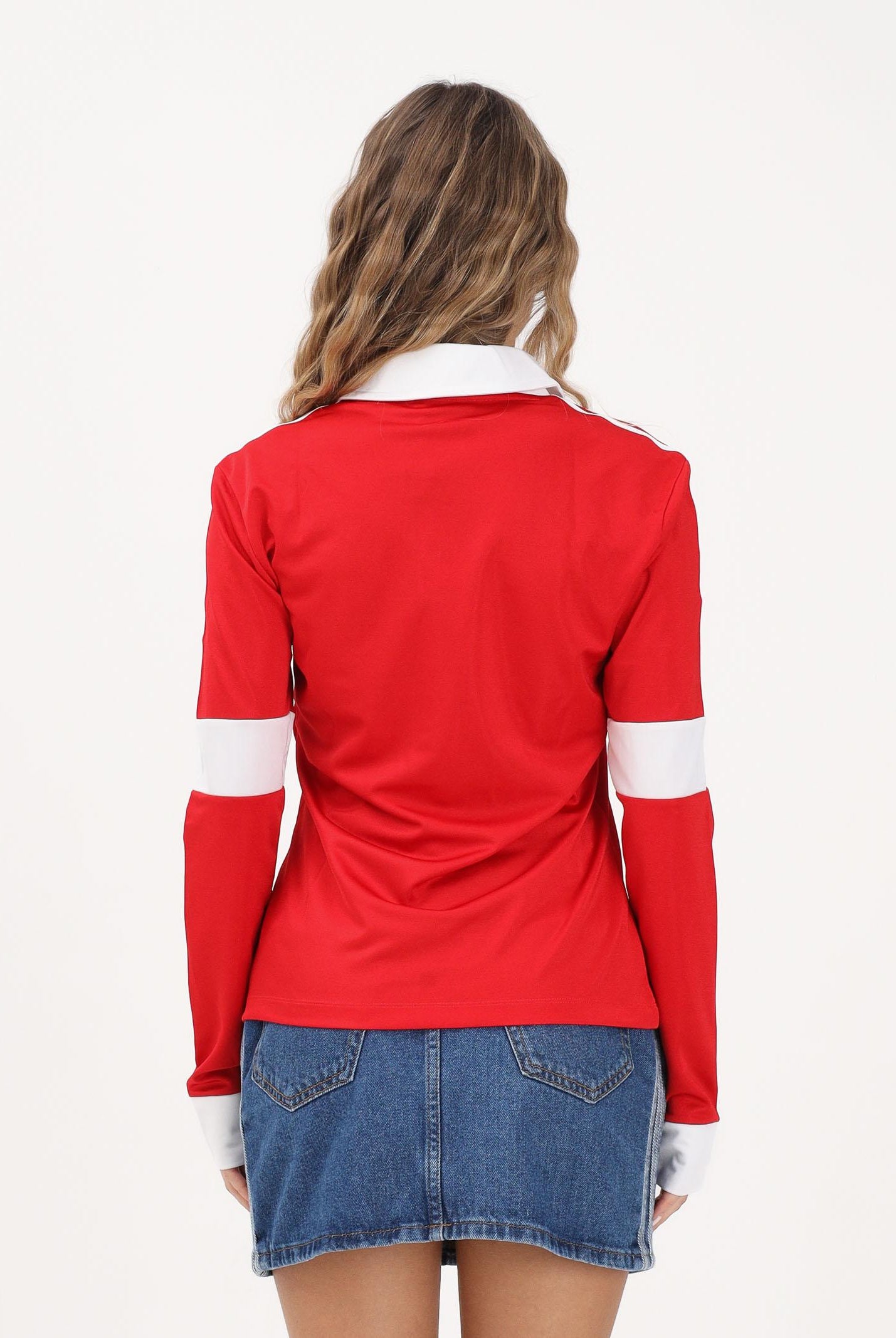 ADIDAS ORIGINALS Polo a manica lunga Graphic Football rossa da donna JW0272 . ADIDAS ORIGINALS