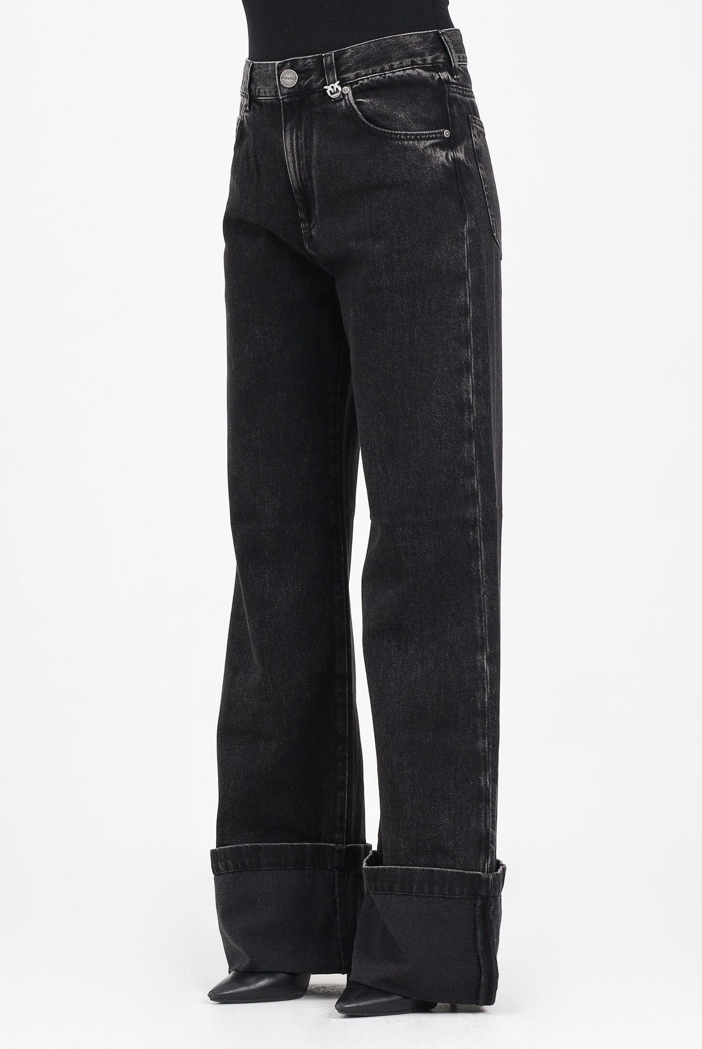 PINKO Jeans wide-leg in denim nero da donna 105541A2RR PJ4 PINKO