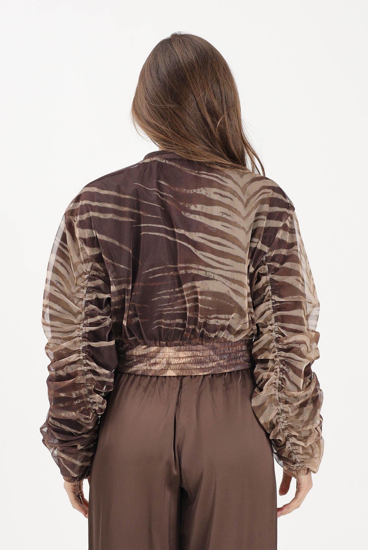 JUST CAVALLI Bomber marrone da donna con fantasia animalier 80PAS413CJDP6 R83 JUST CAVALLI