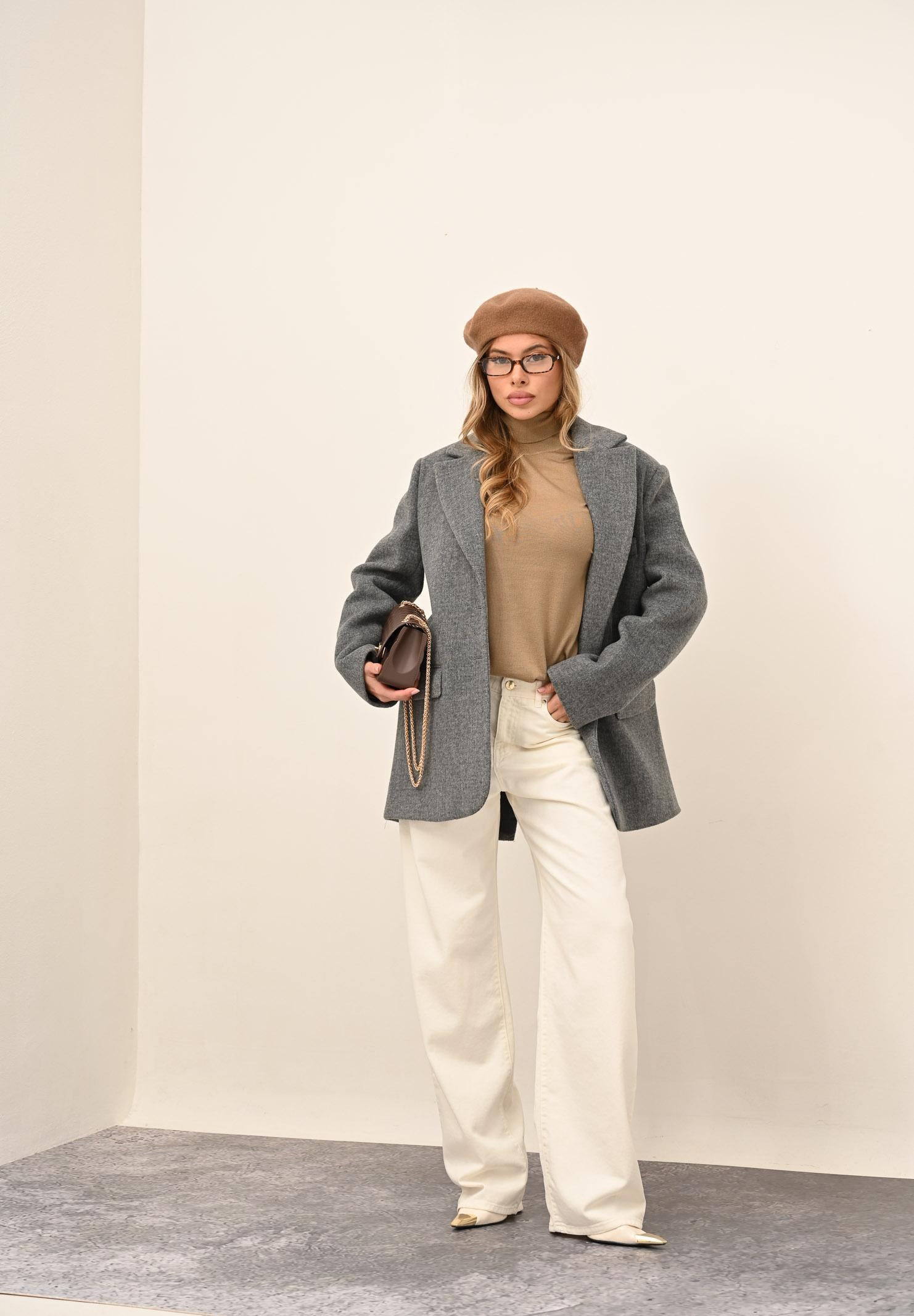 SANTAS Cappotto corto LUMIÈRE grigio da donna PV2620 GR SANTAS