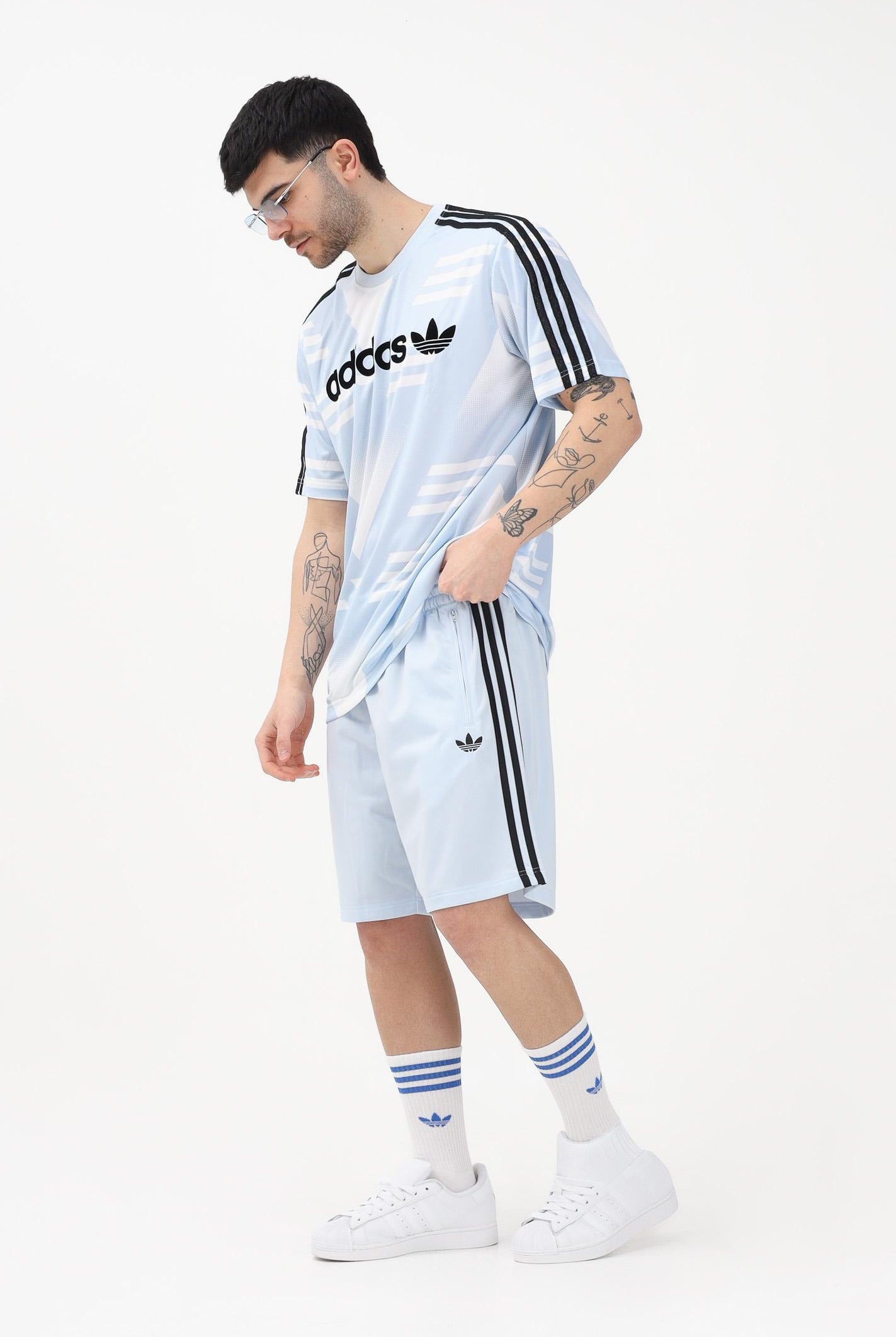 ADIDAS ORIGINALS Shorts sportivo FIREBIRD celeste da uomo KD0443 . ADIDAS ORIGINALS