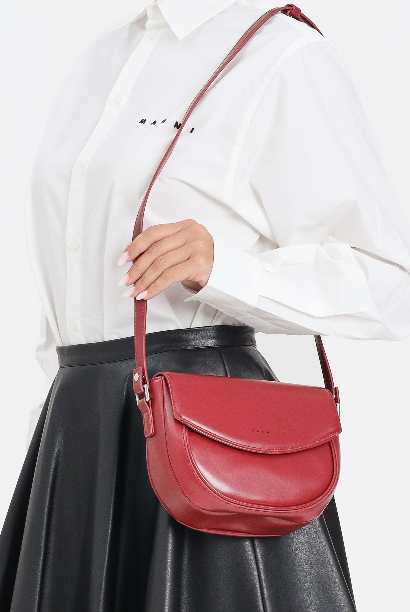 MARNI Borsa a tracolla Smile bordeaux da donna con logo istituzionale M01476M00TK 0M434 MARNI