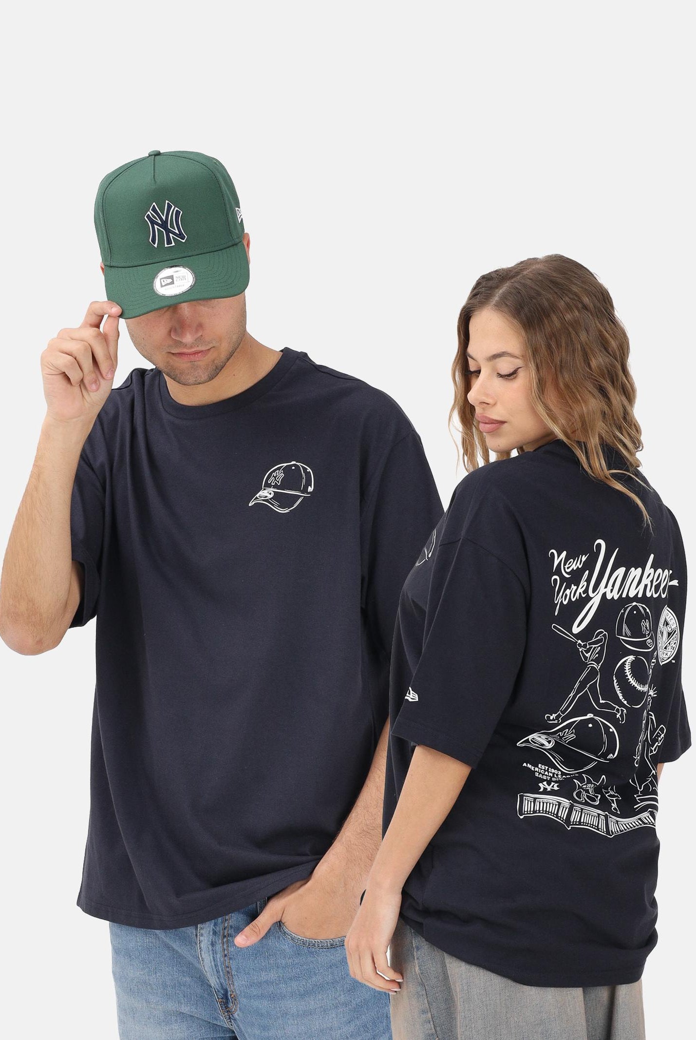 NEW ERA T-shirt a manica corta Oversized New York Yankees MLB Baseball Graphic blu per uomo e donna 60771579 . NEW ERA