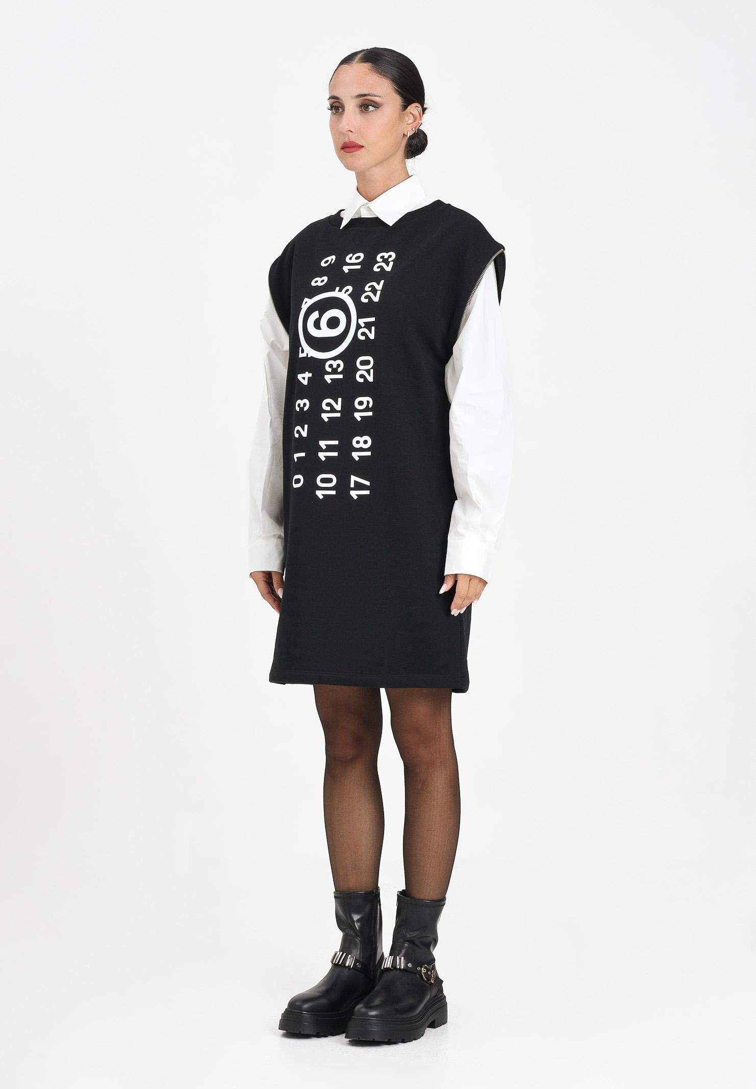 MAISON MARGIELA Abito corto nero per donna e ragazze con maxi logo M60850MM02X M6900 MAISON MARGIELA
