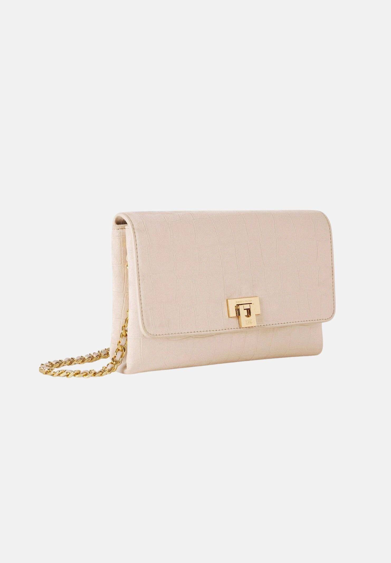 ELISABETTA FRANCHI Pochette vaniglia da donna realizzata in suede BS64A61E2 135 ELISABETTA FRANCHI