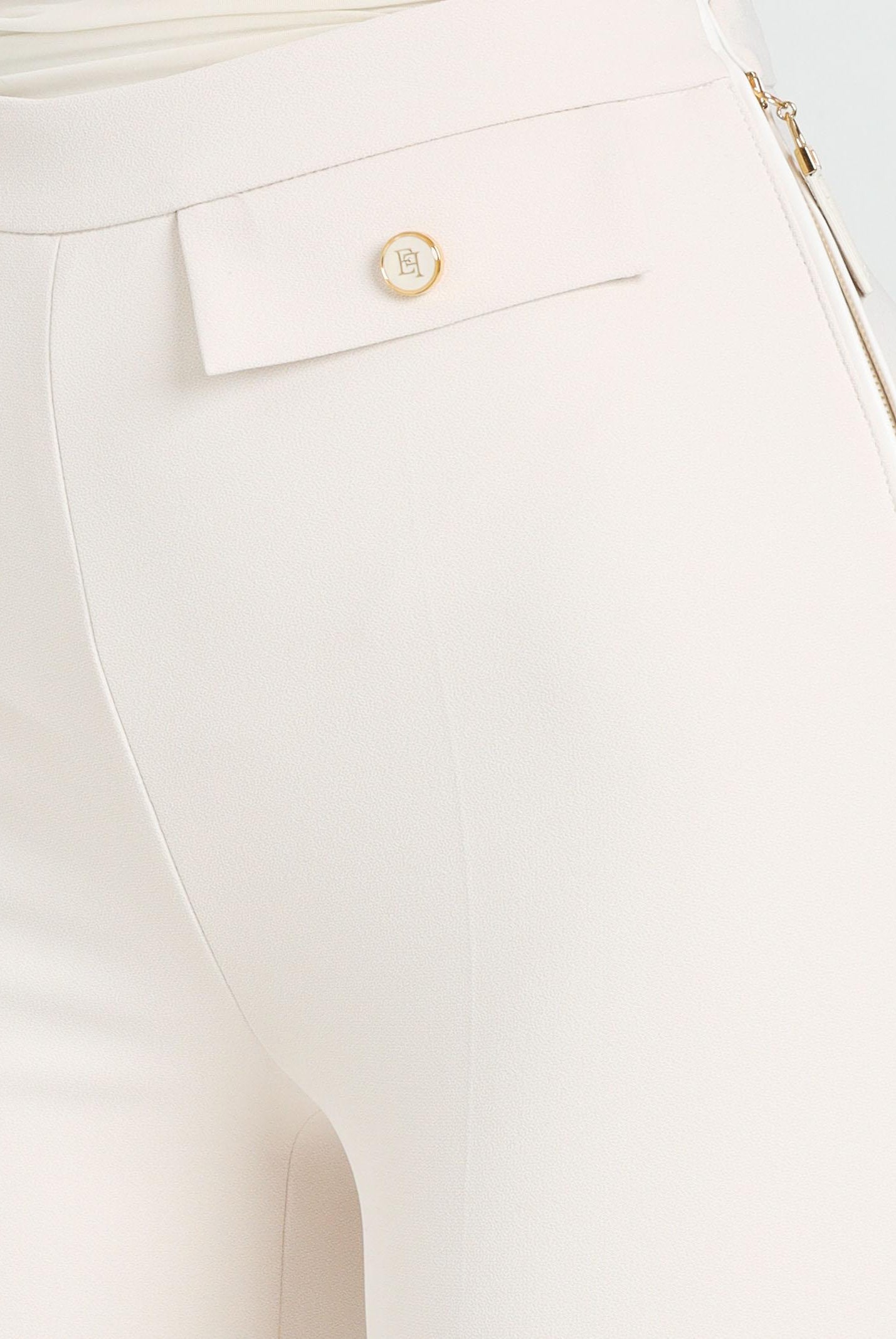 ELISABETTA FRANCHI Pantalone elegante color latte da donna in doppio crêpe PA12056E2 DZ9 ELISABETTA FRANCHI