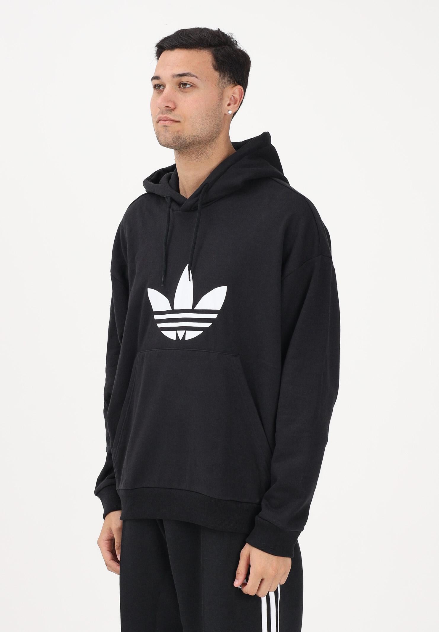 ADIDAS ORIGINALS Felpa con cappuccio Adicolor Trefoil nera da uomo KE0877 . ADIDAS ORIGINALS
