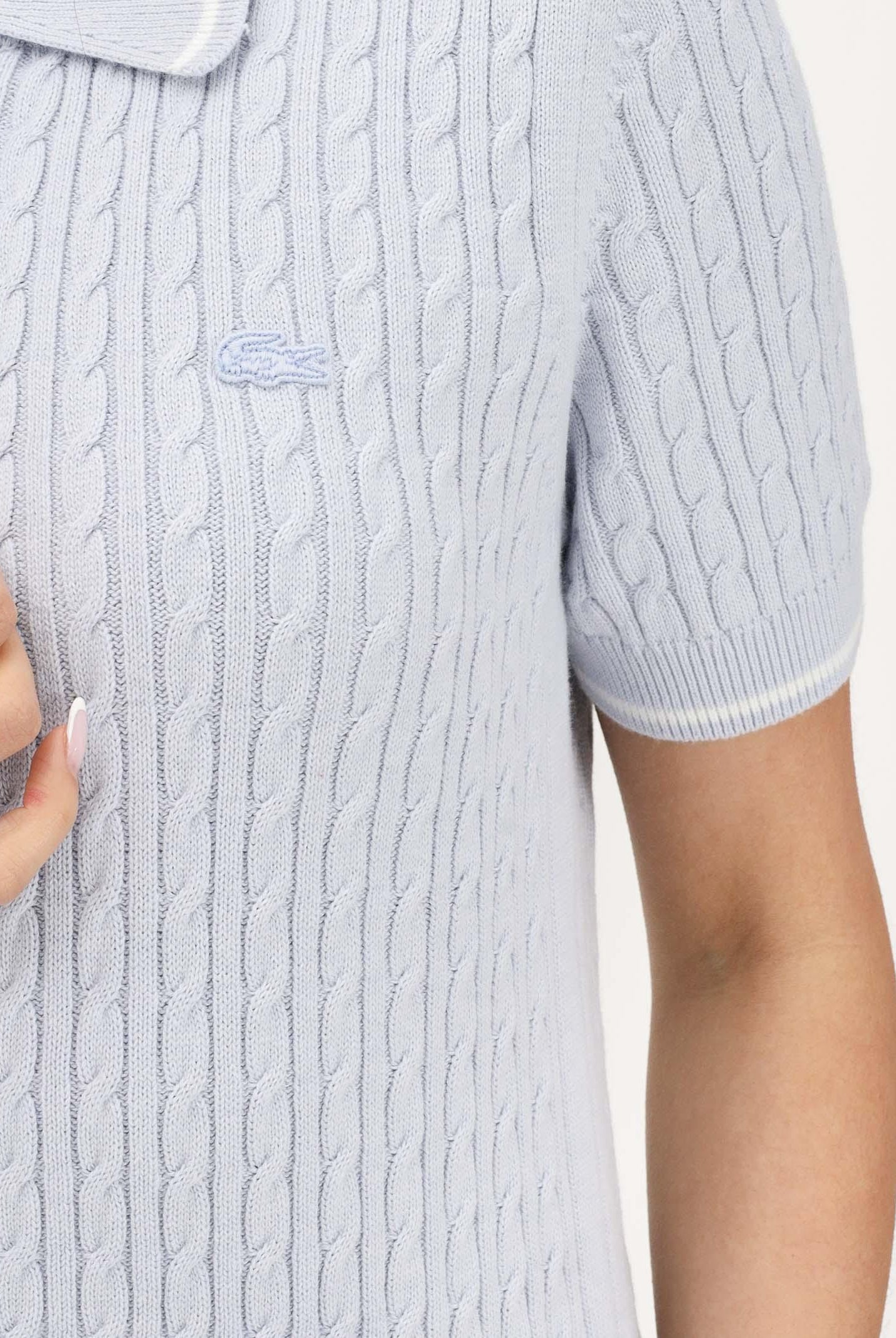 LACOSTE Polo a manica corta in maglia color polvere da donna AF0972 J2G LACOSTE
