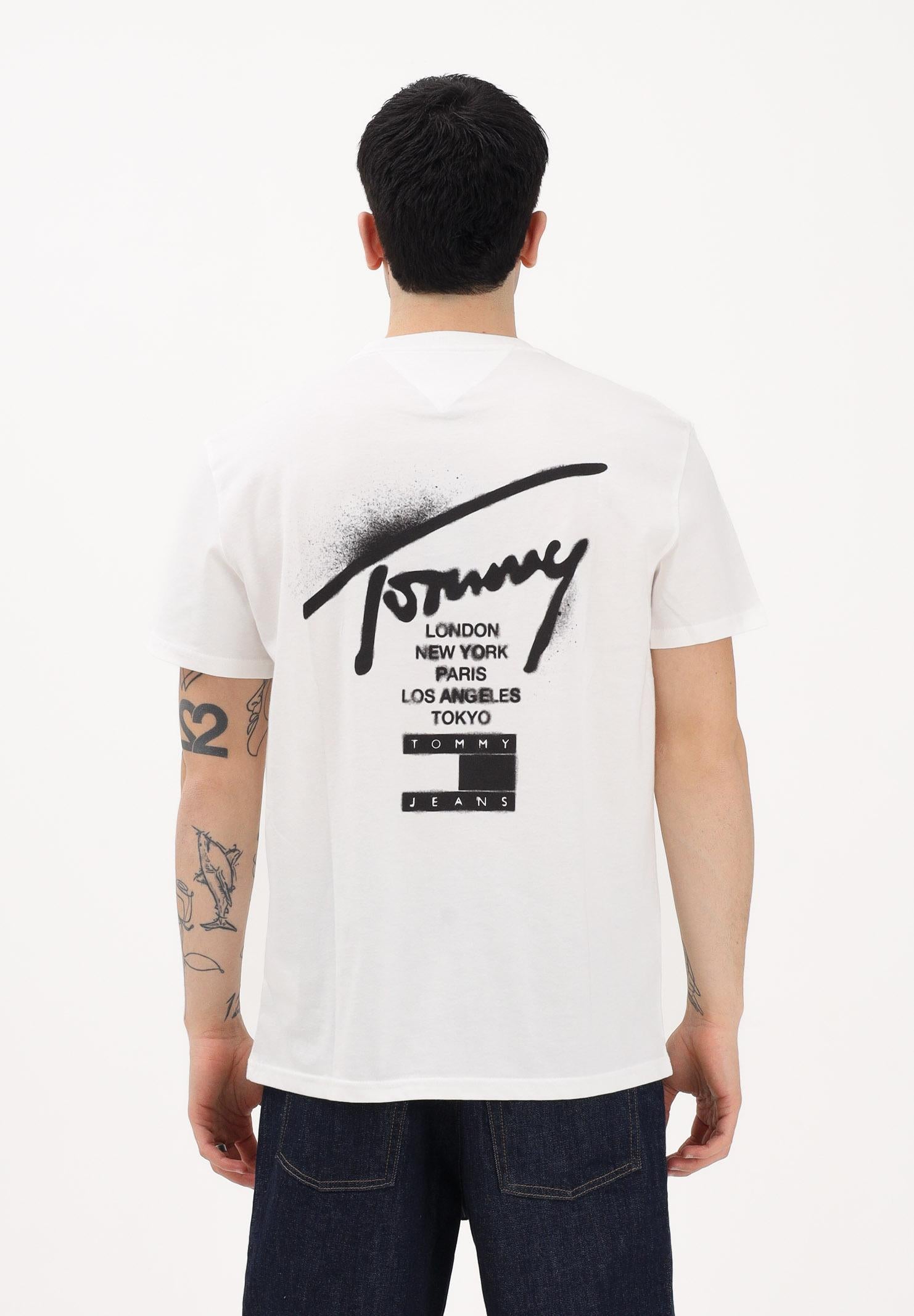 TOMMY JEANS T-shirt a manica corta panna da uomo con stampa logo fronte e retro DM0DM22553 YBL TOMMY JEANS