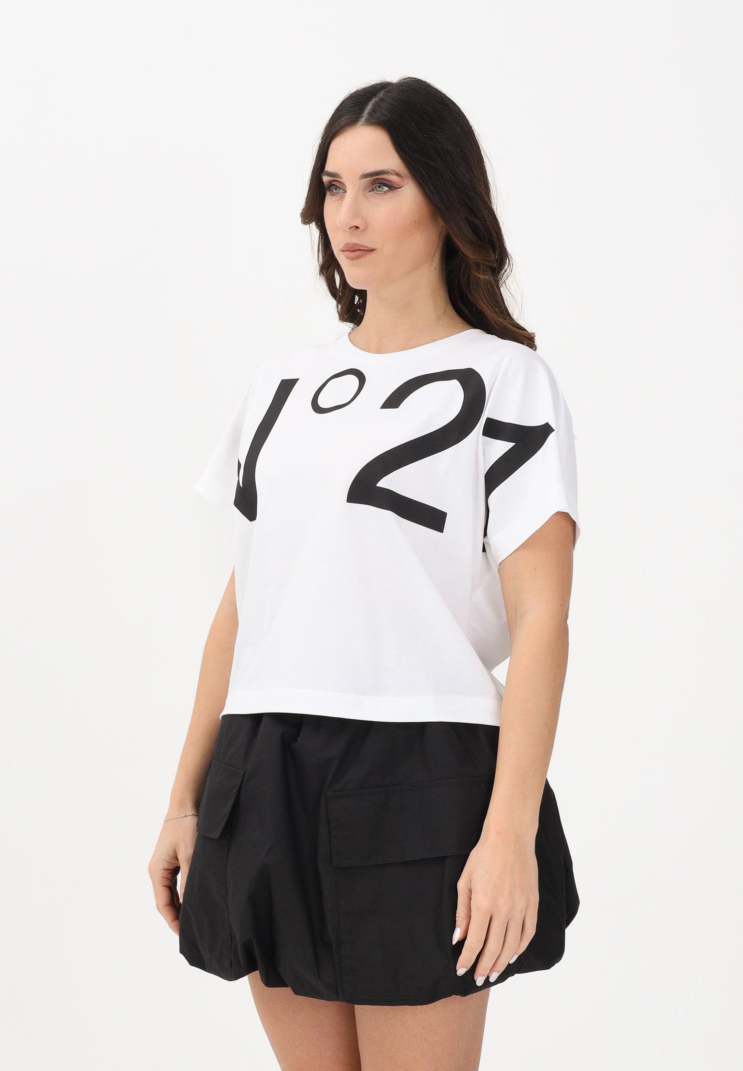 N21 T-shirt a manica corta bianca per donna, ragazze e bambine con maxi logo N210AAN0153 0N100 N21