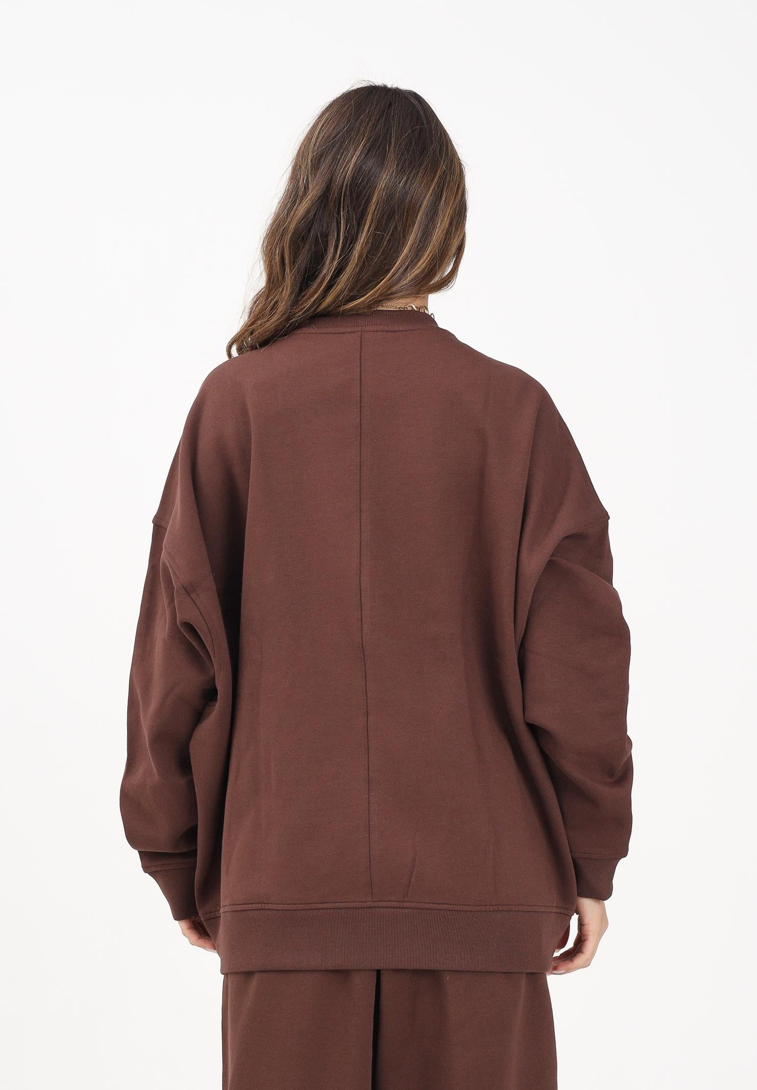 ADIDAS ORIGINALS Felpa girocollo Essentials Linear Oversized Crew marrone da donna JW1018 . ADIDAS ORIGINALS