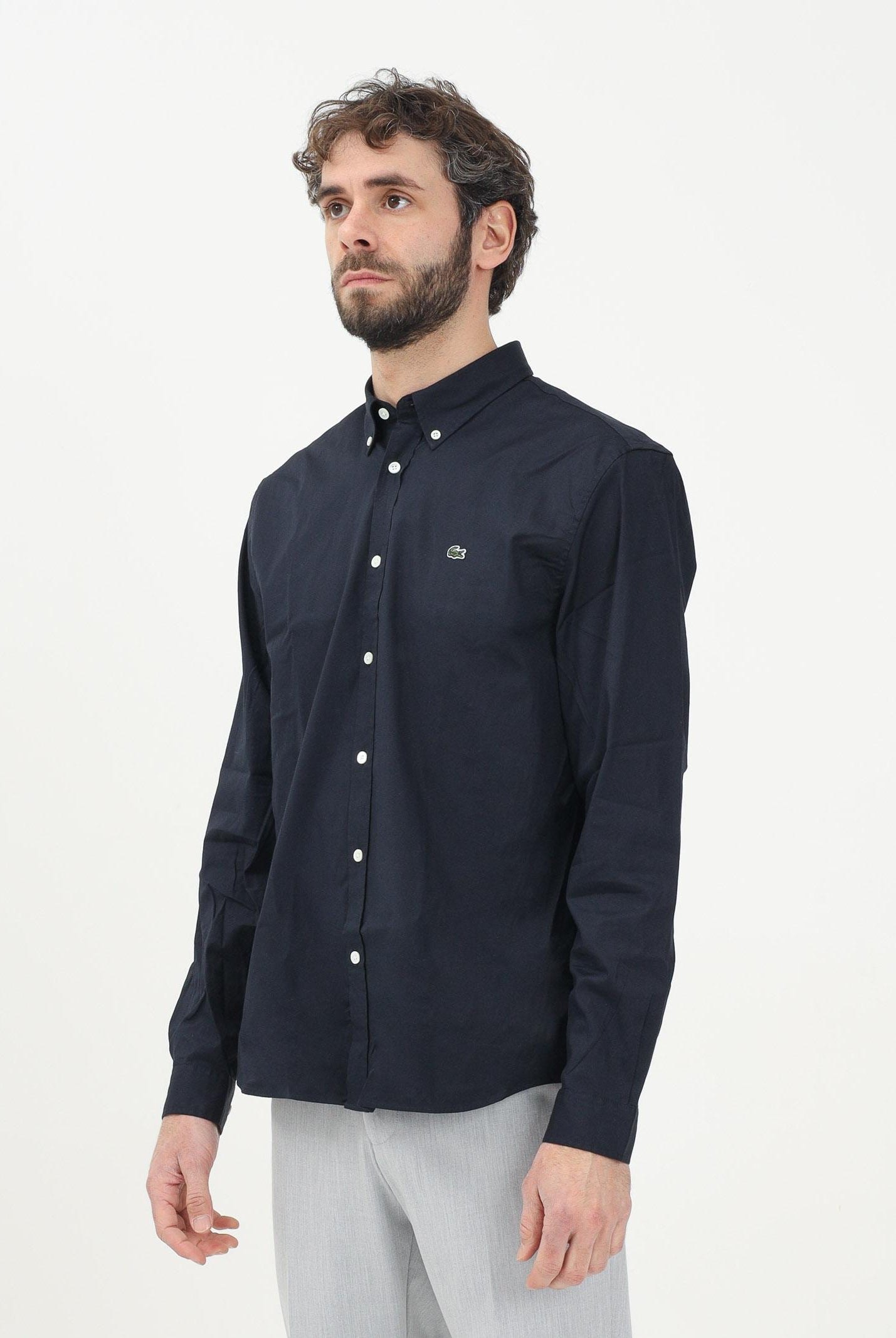LACOSTE Camicia a manica lunga blu da uomo CH2933 HDE LACOSTE