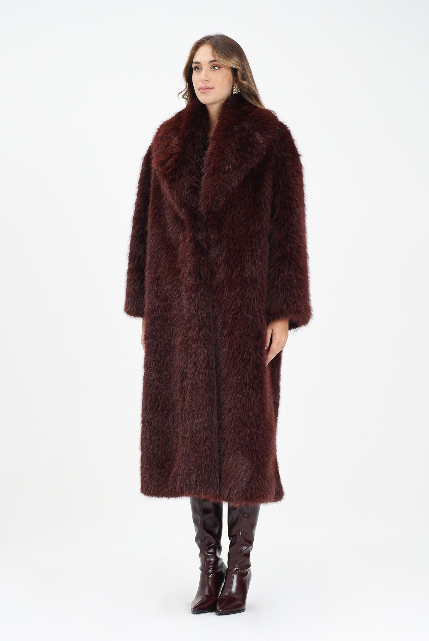 ELISABETTA FRANCHI Pelliccia lunga bordeaux da donna CP69A58E2 EA4 ELISABETTA FRANCHI