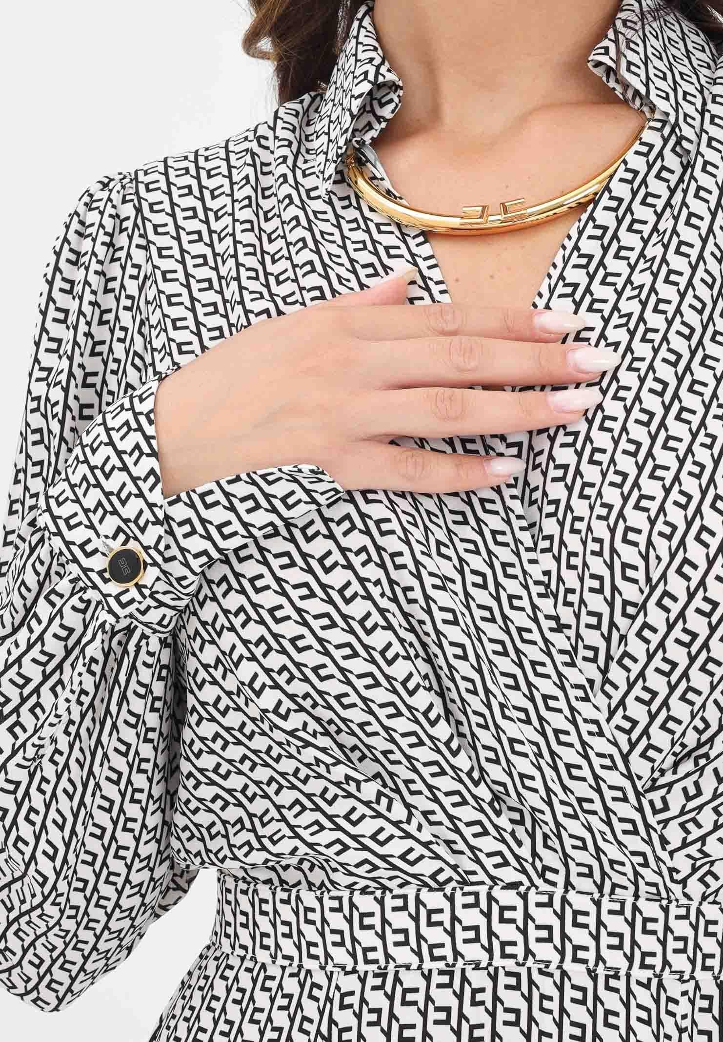 ELISABETTA FRANCHI Abito midi panna da donna con stampa geometrica ABS0356E2 EF1 ELISABETTA FRANCHI