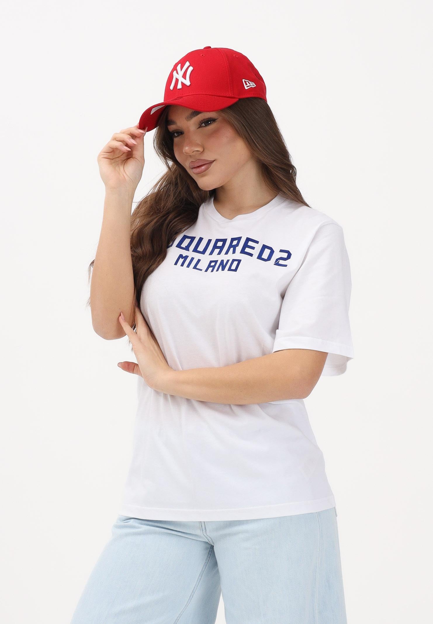 DSQUARED2 T-shirt a manica corta bianca per donna, ragazzi e bambini con stampa logo DQ3164D0015 DQ100 DSQUARED2