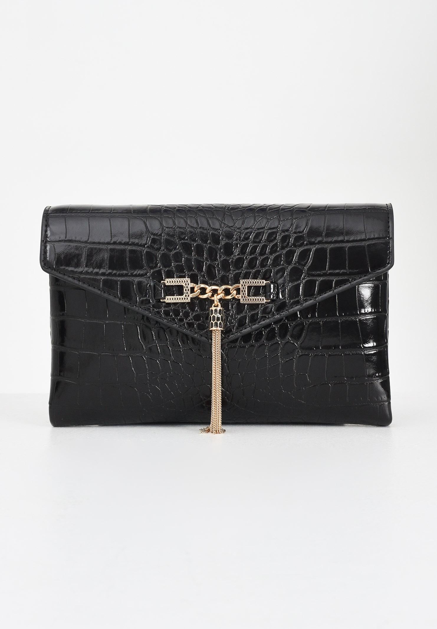 ELISABETTA FRANCHI Pochette nera da donna con logo e nappina BS56A57E2 110 ELISABETTA FRANCHI
