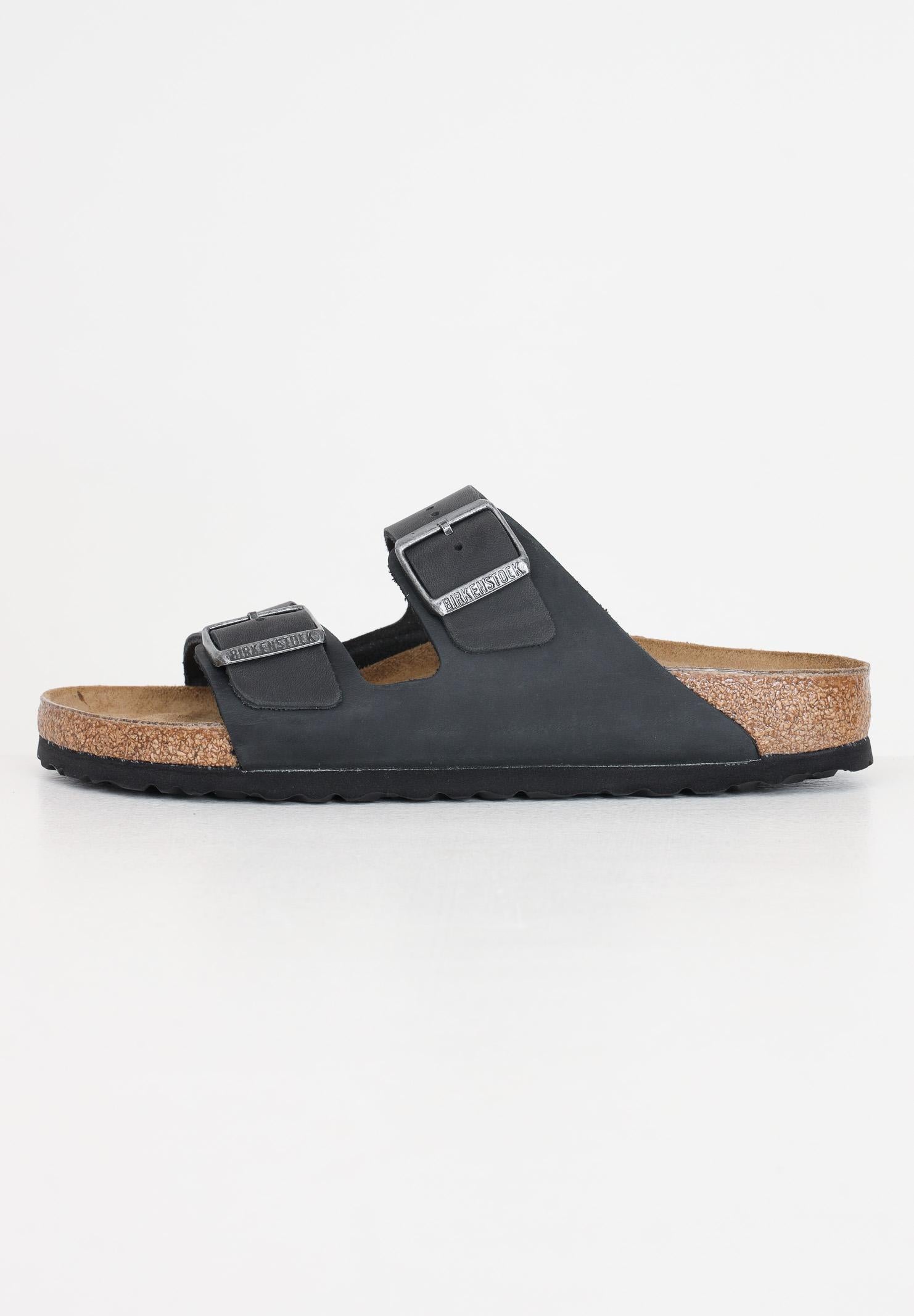 BIRKENSTOCK Ciabatte Arizona in pelle oliata nere per uomo e donna 552113 . BIRKENSTOCK