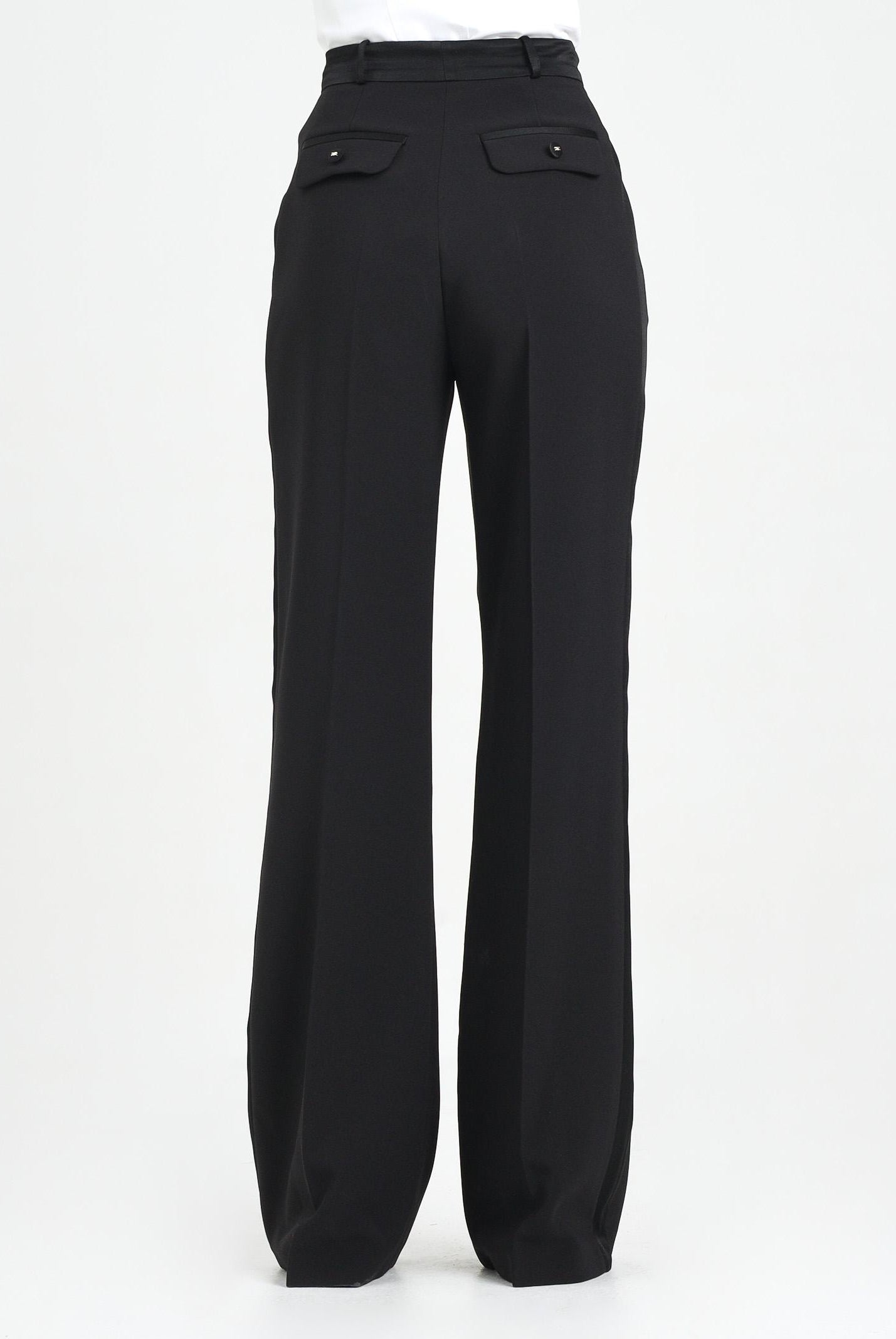 ELISABETTA FRANCHI Pantalone elegante nero da donna con dettagli smoking PA12656E2 110 ELISABETTA FRANCHI