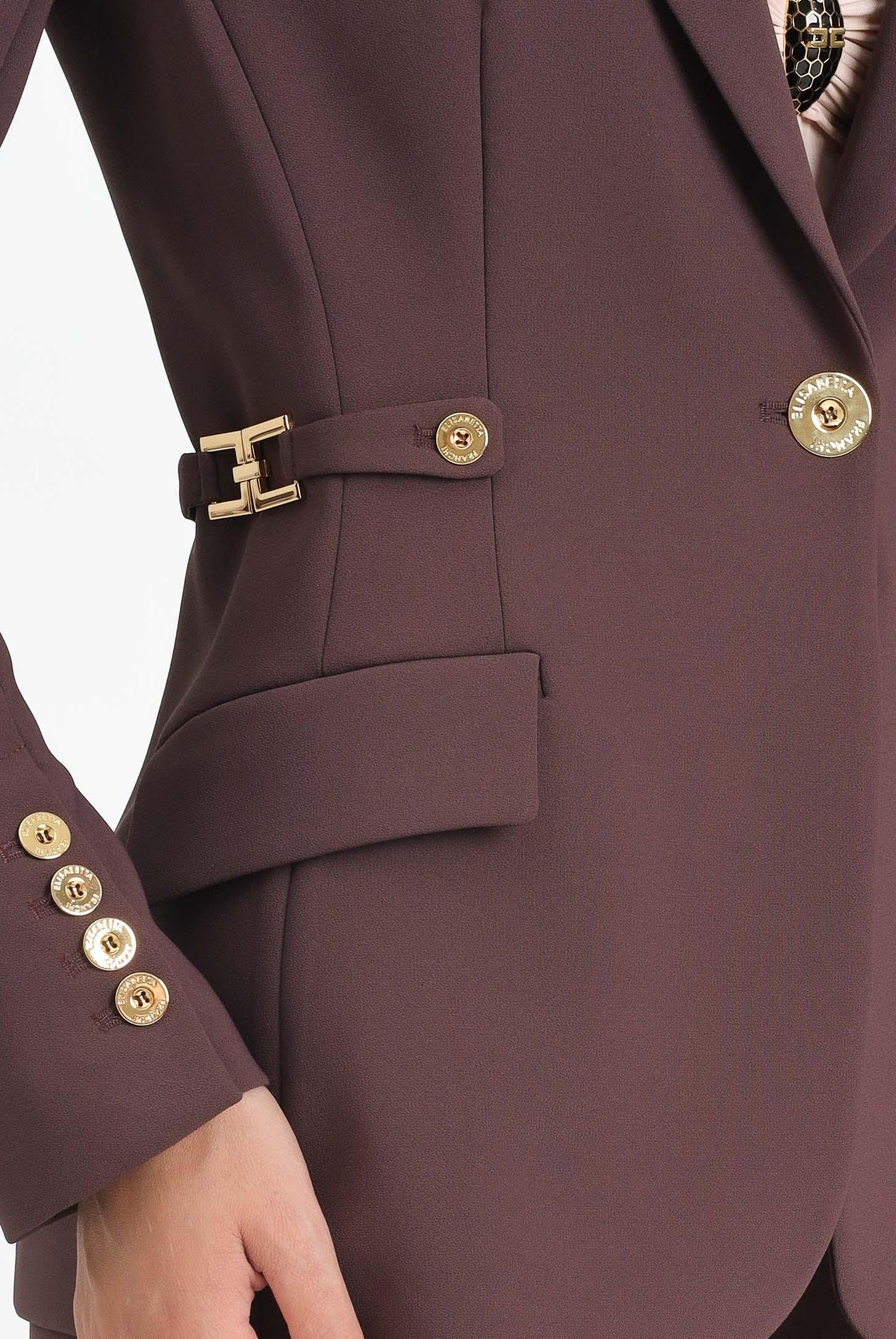 ELISABETTA FRANCHI Giacca monopetto bordeaux da donna con dettagli gioiello GI17556E2 EA4 ELISABETTA FRANCHI