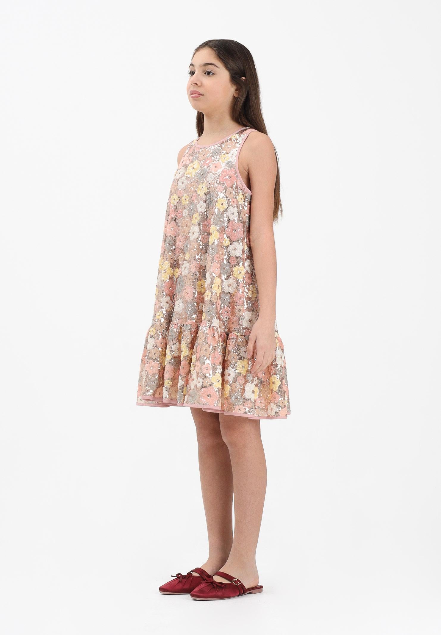 N21 Abito corto rosa per donna, ragazze e bambine con motivo floreale ricamato con paillettes N2109IN0480 0N321 N21