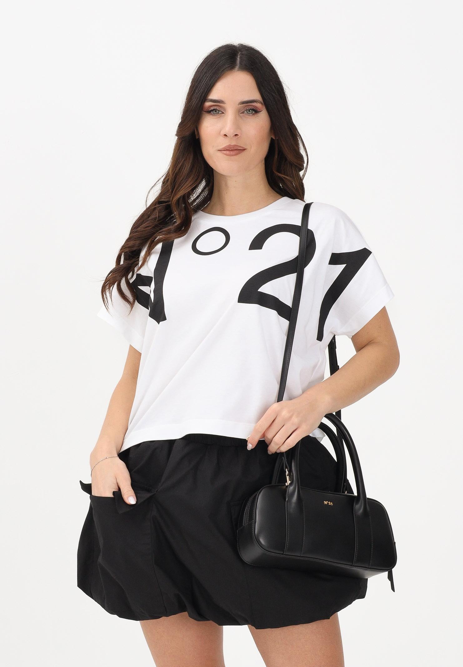 N21 T-shirt a manica corta bianca per donna, ragazze e bambine con maxi logo N210AAN0153 0N100 N21