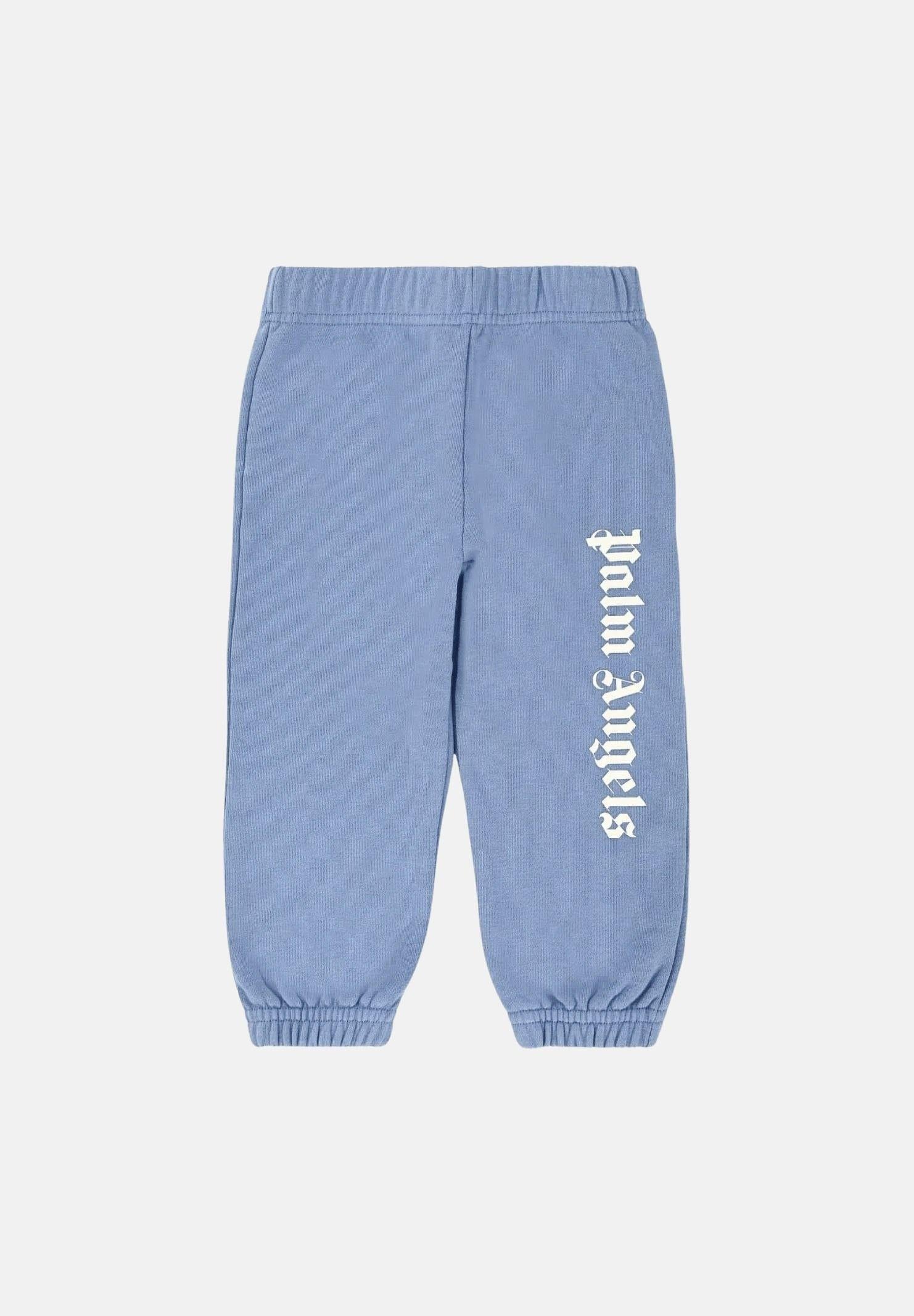 PALM ANGELS Pantalone sportivo azzurro polvere da neonato con logo PBXD001S26FLE001 050 PALM ANGELS