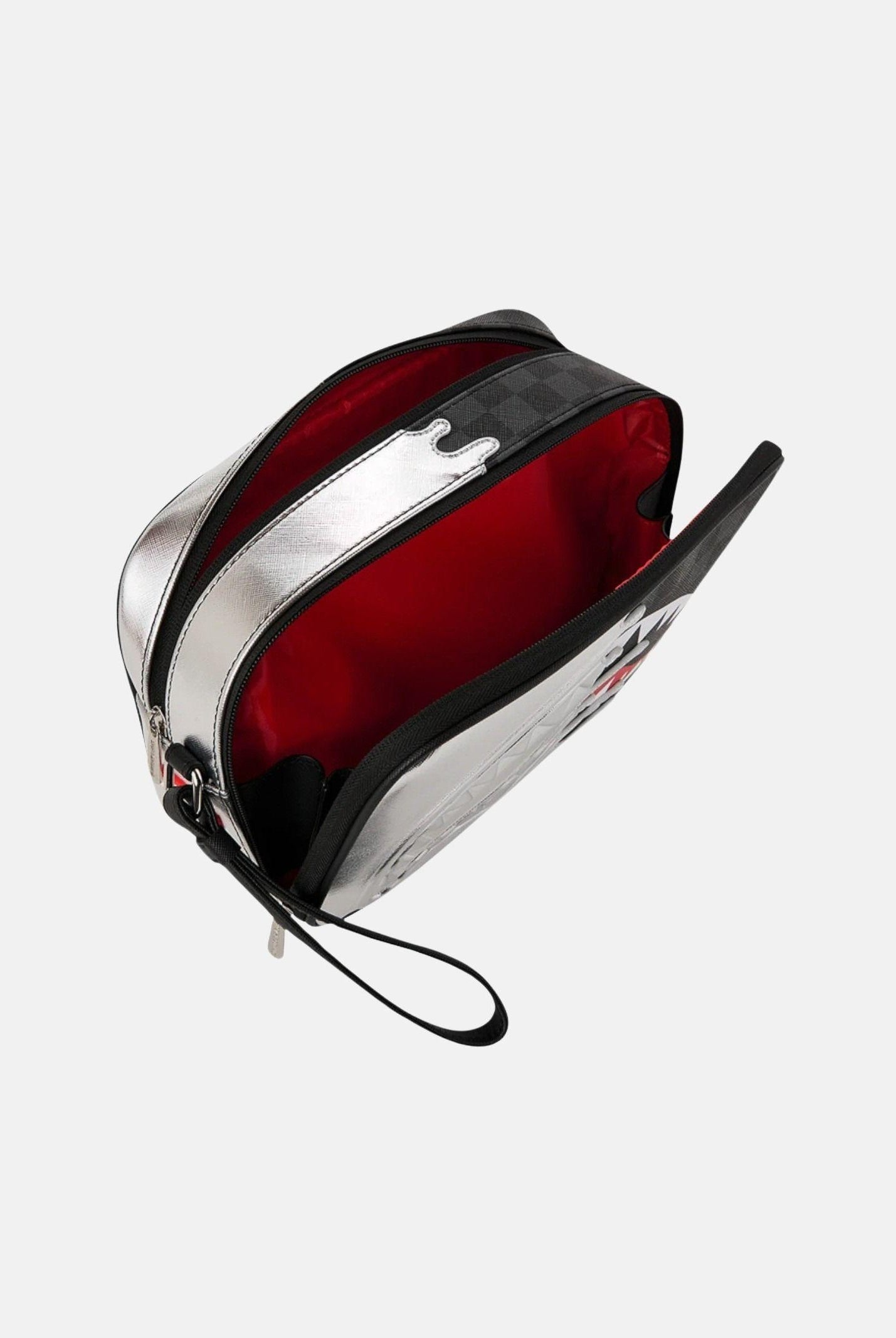 SPRAYGROUND Pochette Silver Side Drip argento e nera per uomo e donna 910B8928NSZ . SPRAYGROUND