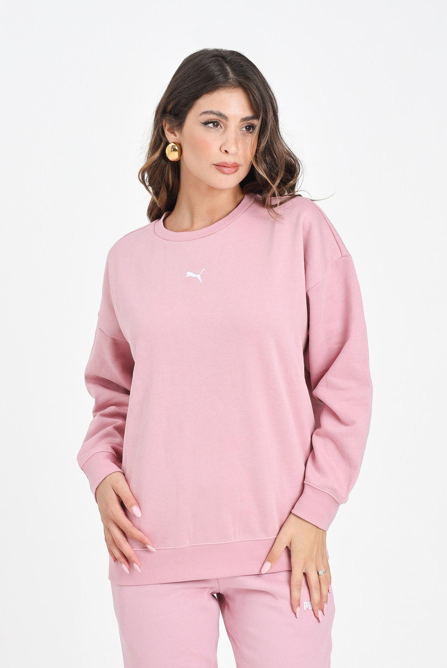 PUMA Felpa girocollo Essentials Oversize rosa da donna 685400 65 PUMA