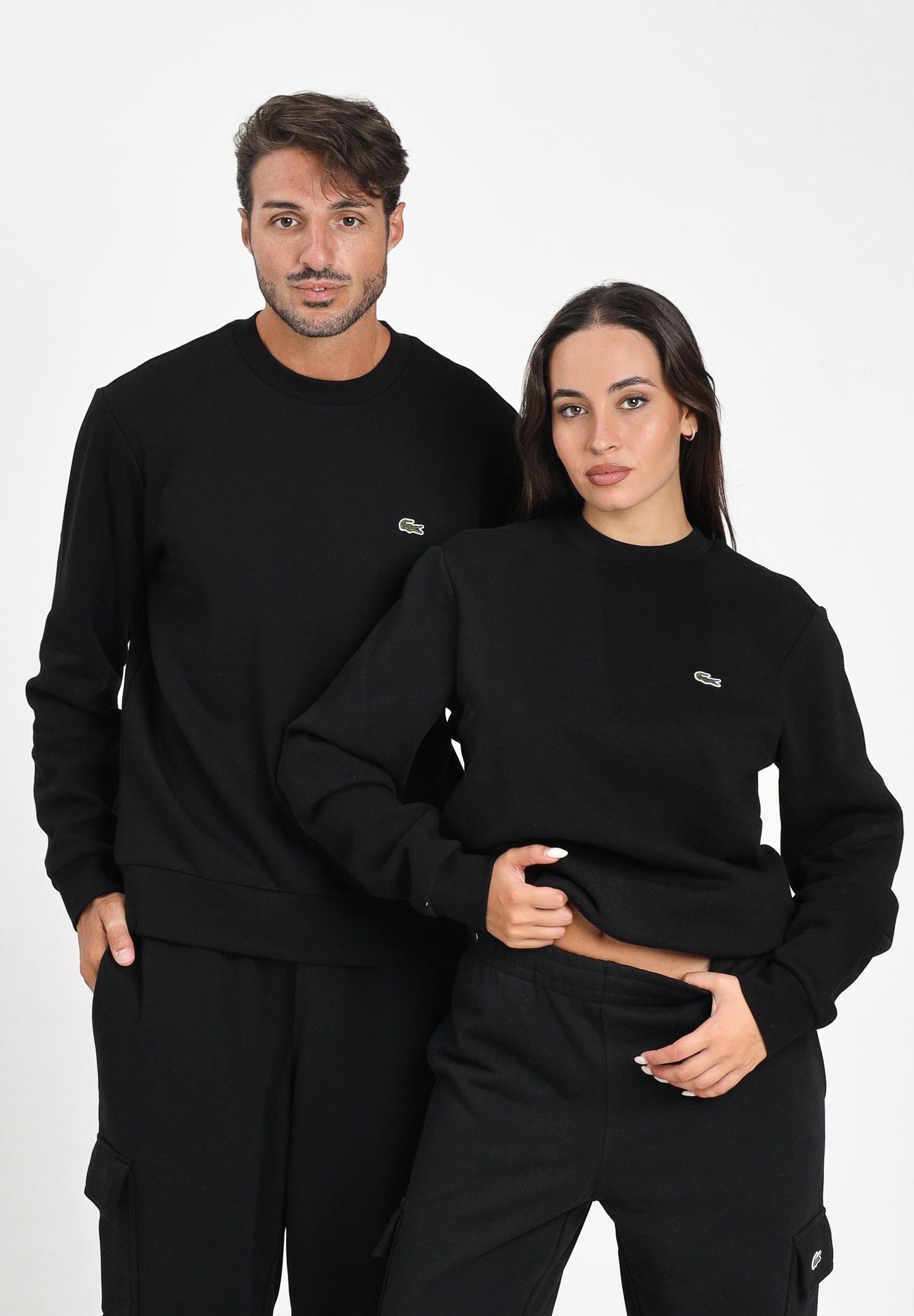 LACOSTE Felpa girocollo nera per uomo e donna SH9608 031 LACOSTE