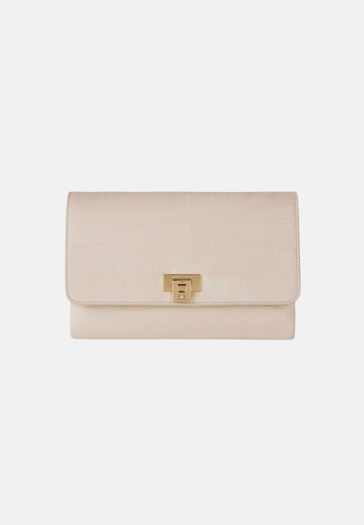 ELISABETTA FRANCHI Pochette vaniglia da donna realizzata in suede BS64A61E2 135 ELISABETTA FRANCHI