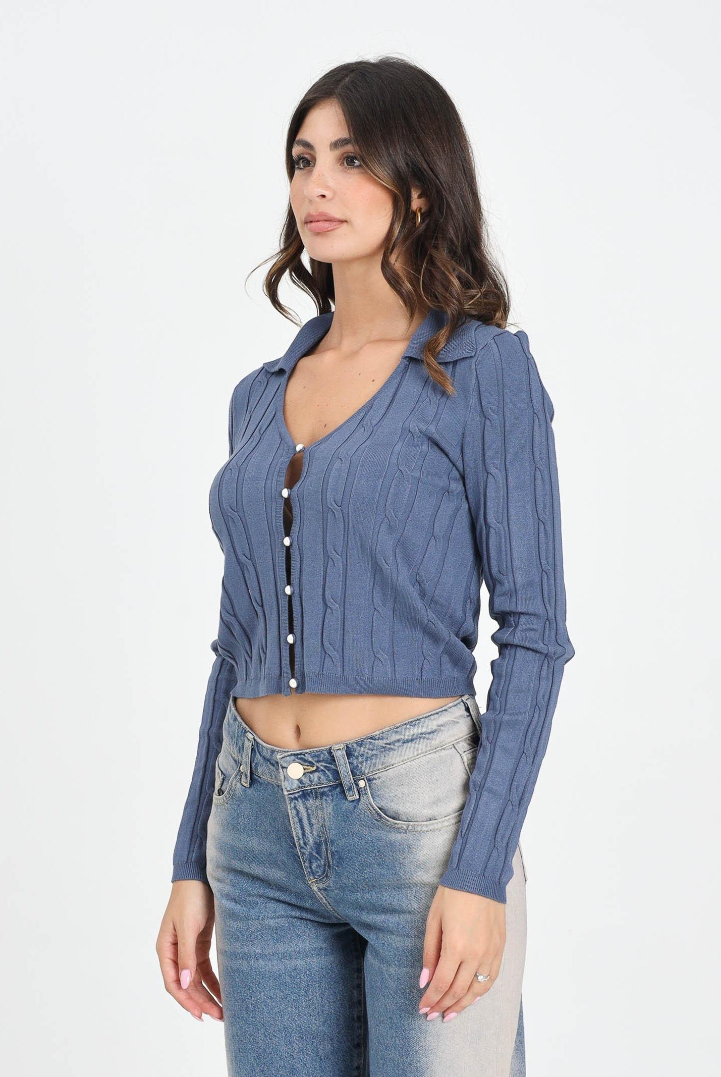 ONLY Cardigan carta da zucchero da donna con bottoni perla 15352102 VintageIndigo ONLY