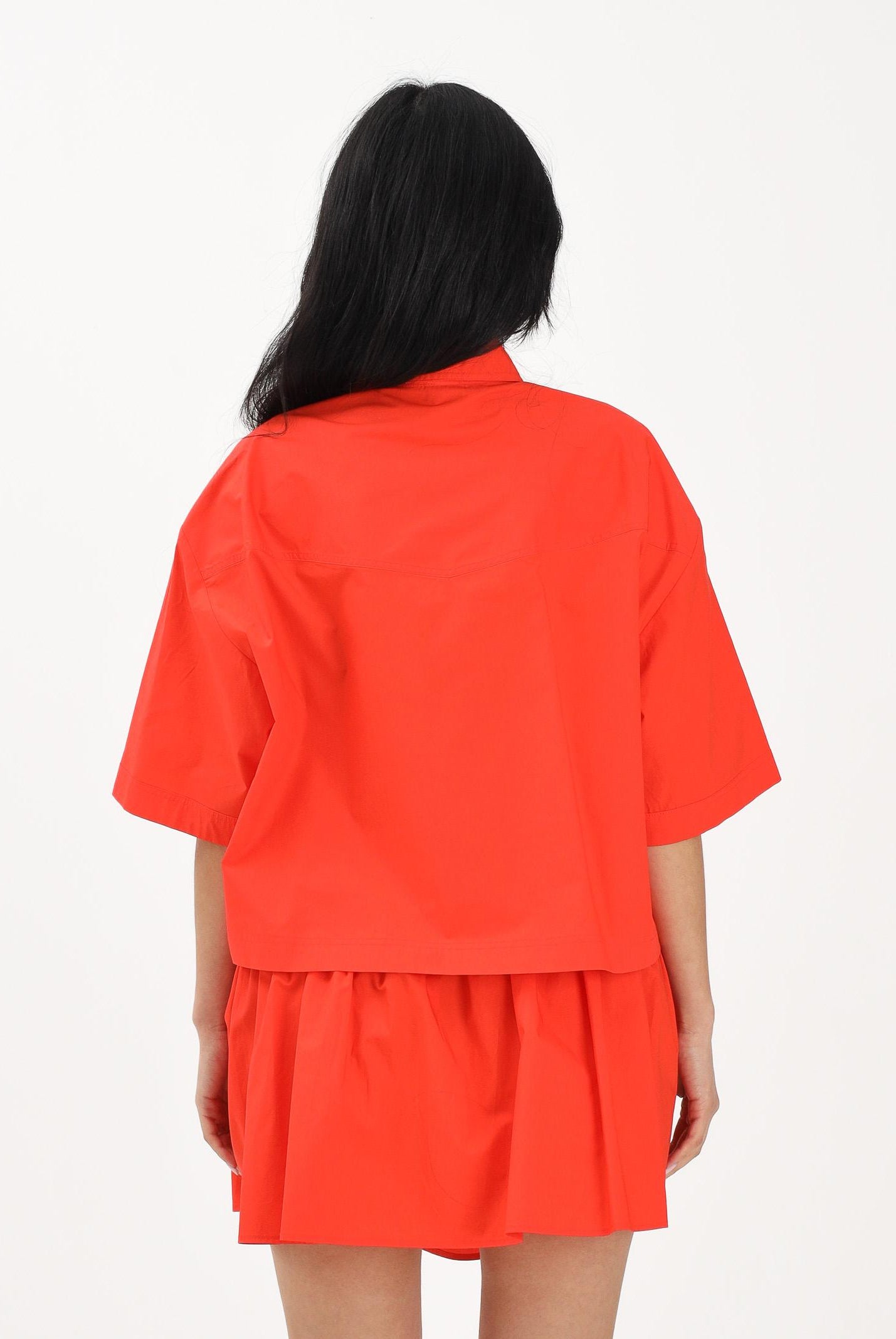 PINKO Camicia a manica corta arancione da donna con dettaglio gioiello 106826A2LD A99 PINKO