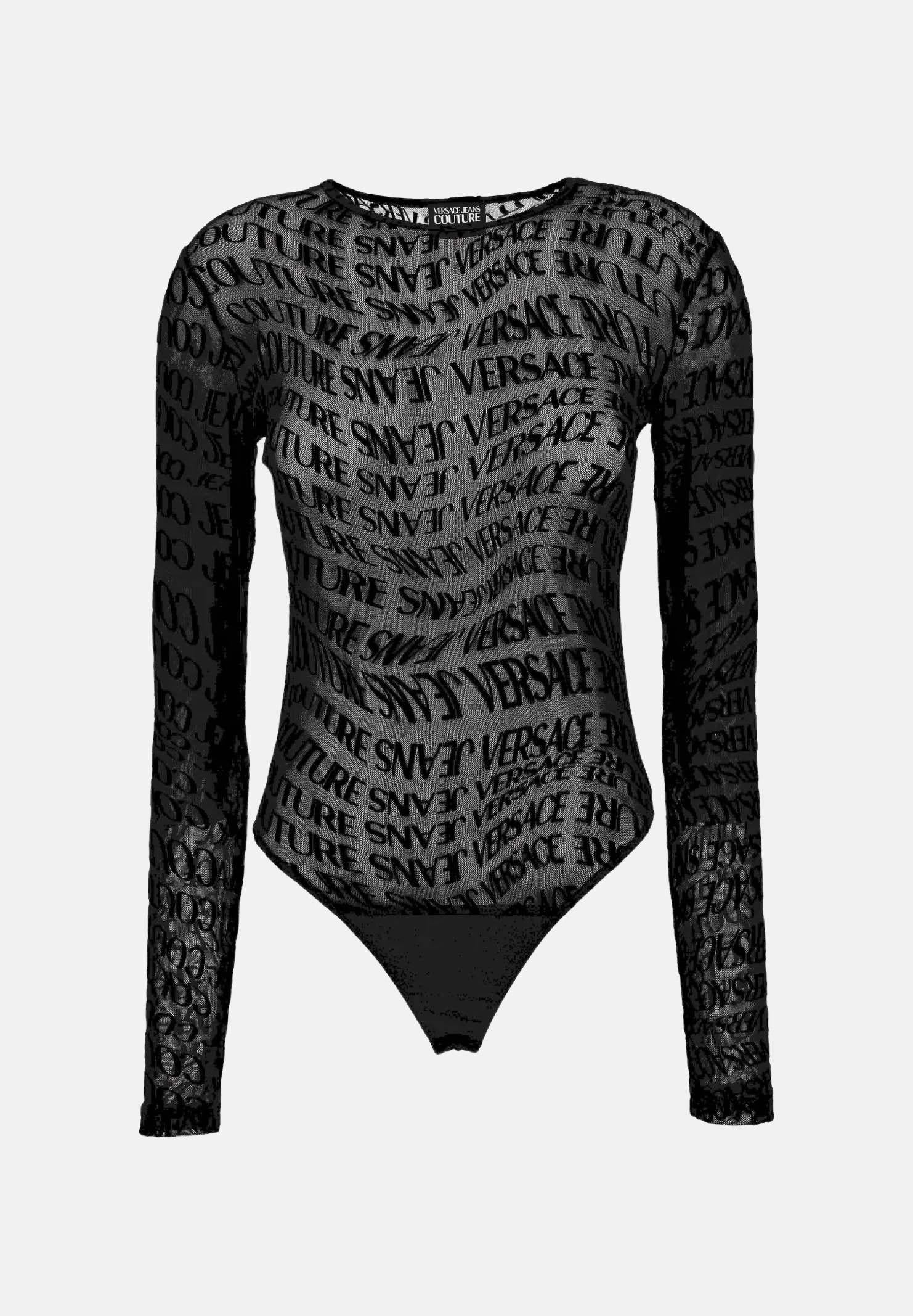 VERSACE JEANS COUTURE Body nero da donna con motivo Liquify Logomania 79HAM221JS490 899 VERSACE JEANS COUTURE