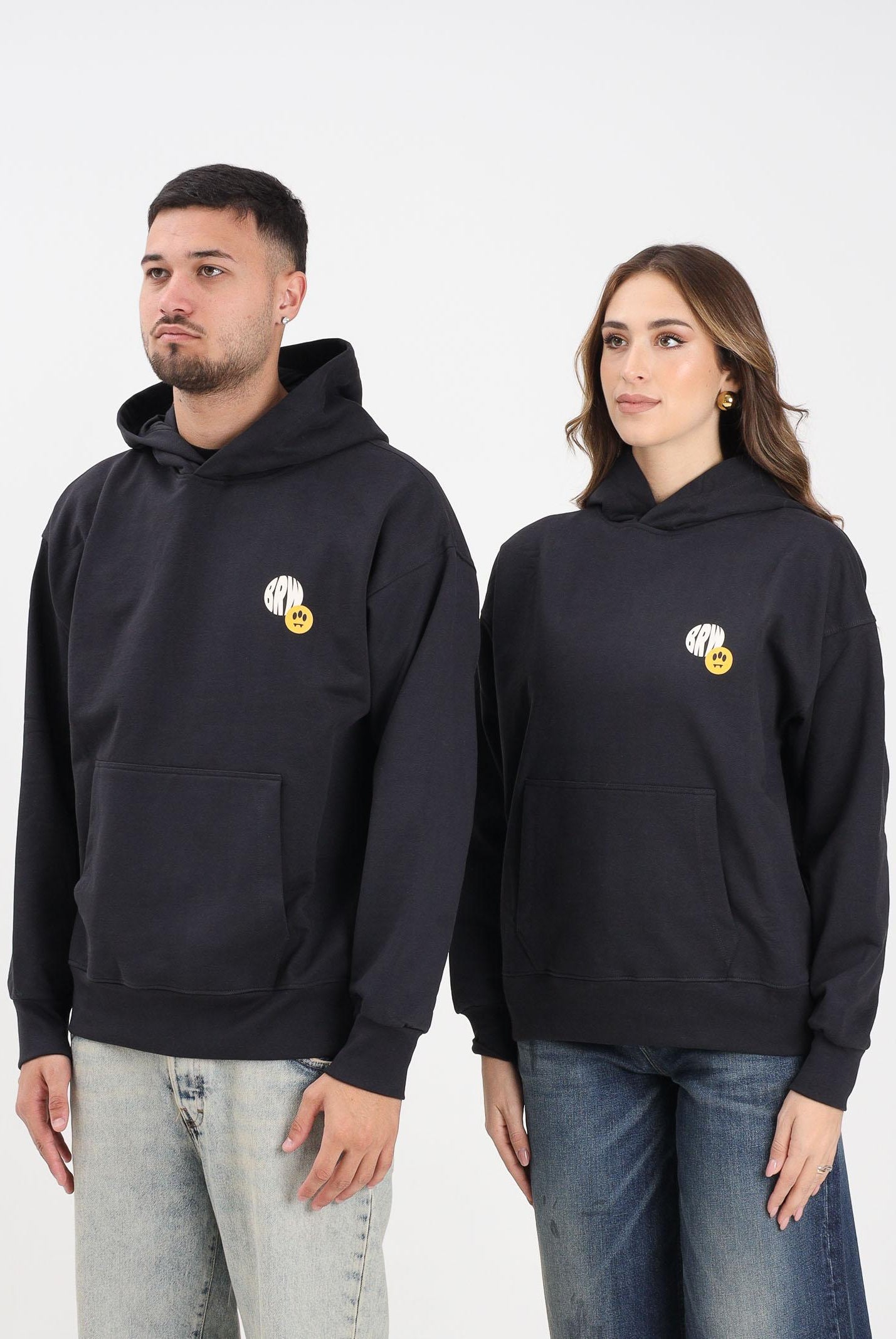 BARROW Felpa con cappuccio grigia per uomo e donna caratterizzata da maxi stampa sul retro F5BWUAHS125 251 BARROW