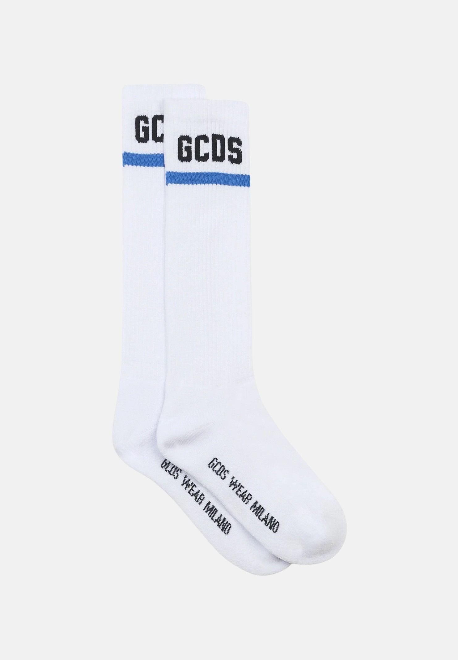 GCDS Calzini bianchi per uomo e donna con logo C1UJQQ714T801 100E GCDS