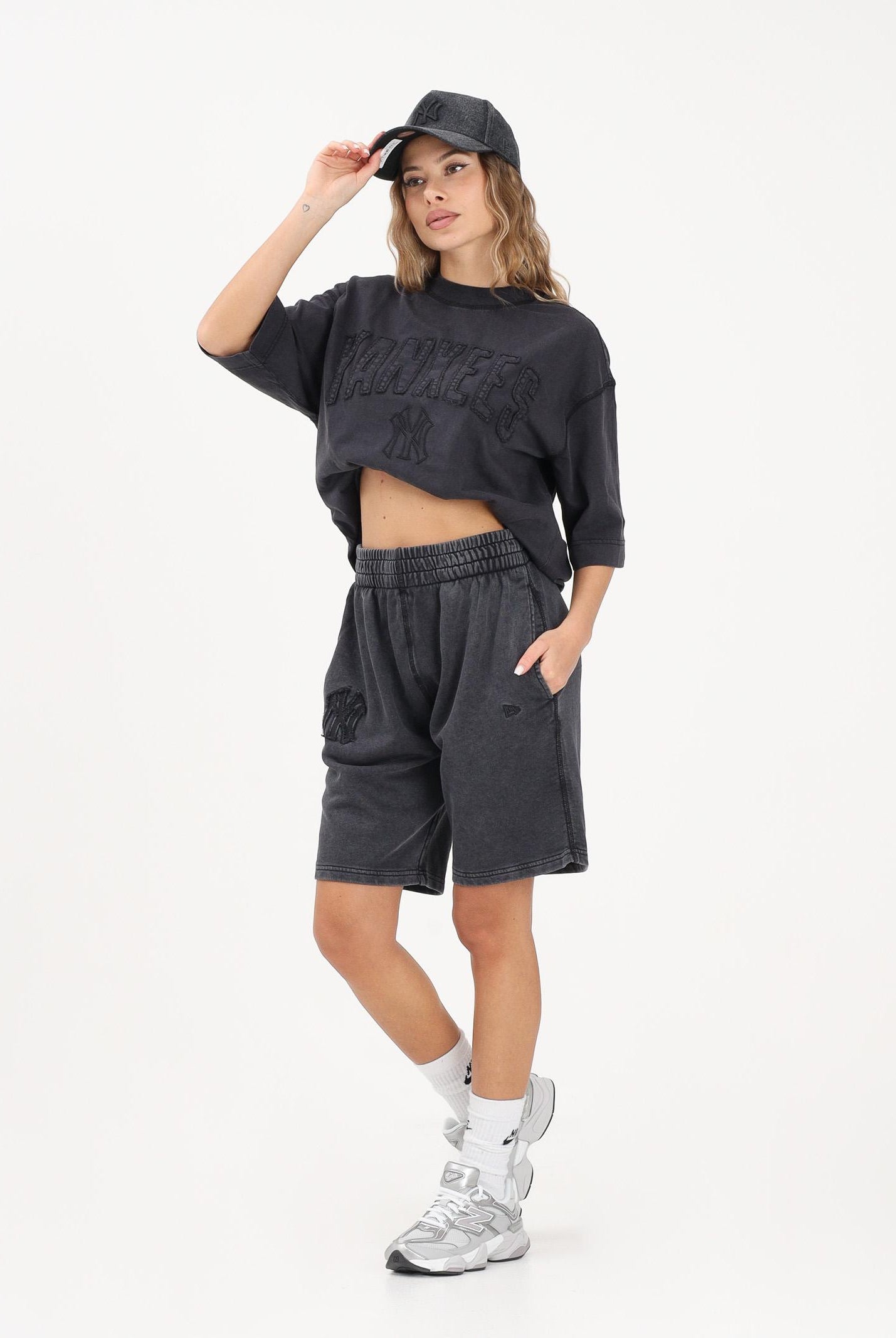 NEW ERA Shorts sportivo MLB Washed New York Yankees nero per uomo e donna 60771649 . NEW ERA