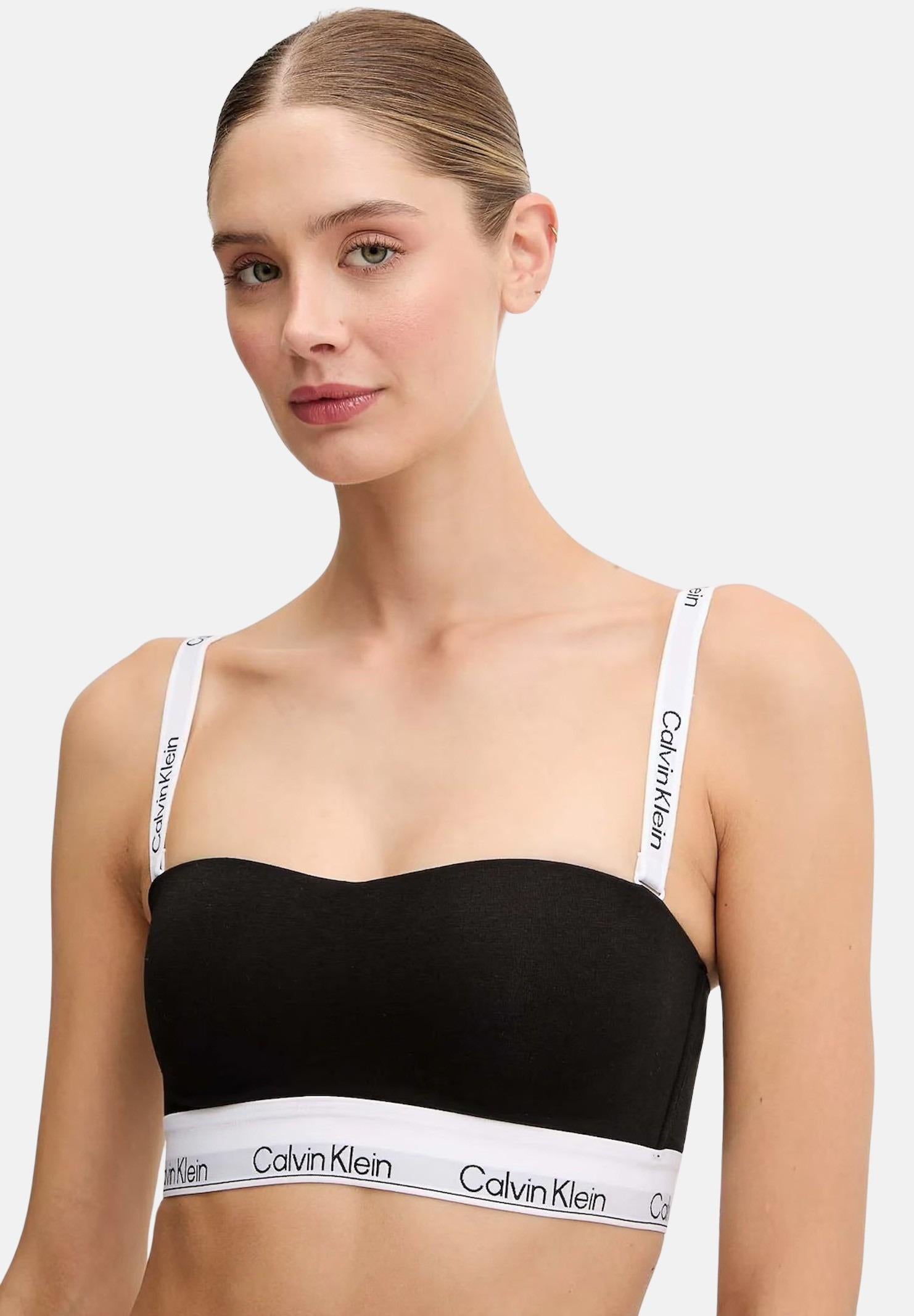 CALVIN KLEIN Bralette nera da donna con fascia logata LV00QF8497 UB1 CALVIN KLEIN