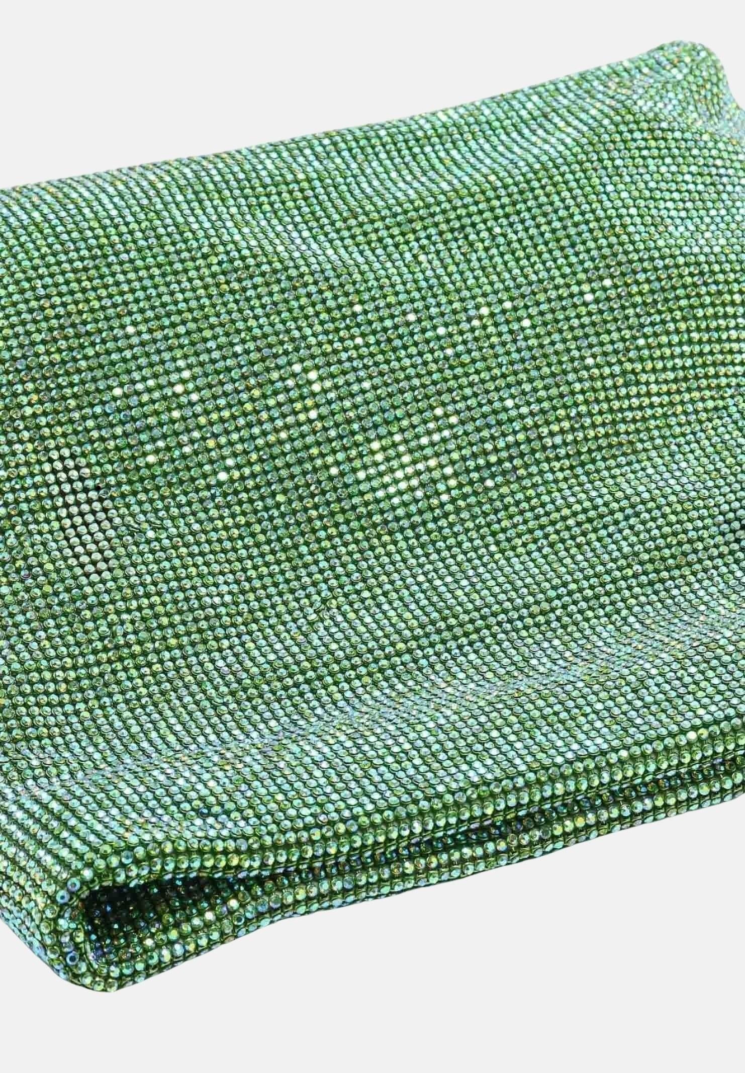TWENTY FOURHAITCH Pochette verde da donna interamente rivestita da micro strass BAG0005362P VER TWENTY FOURHAITCH