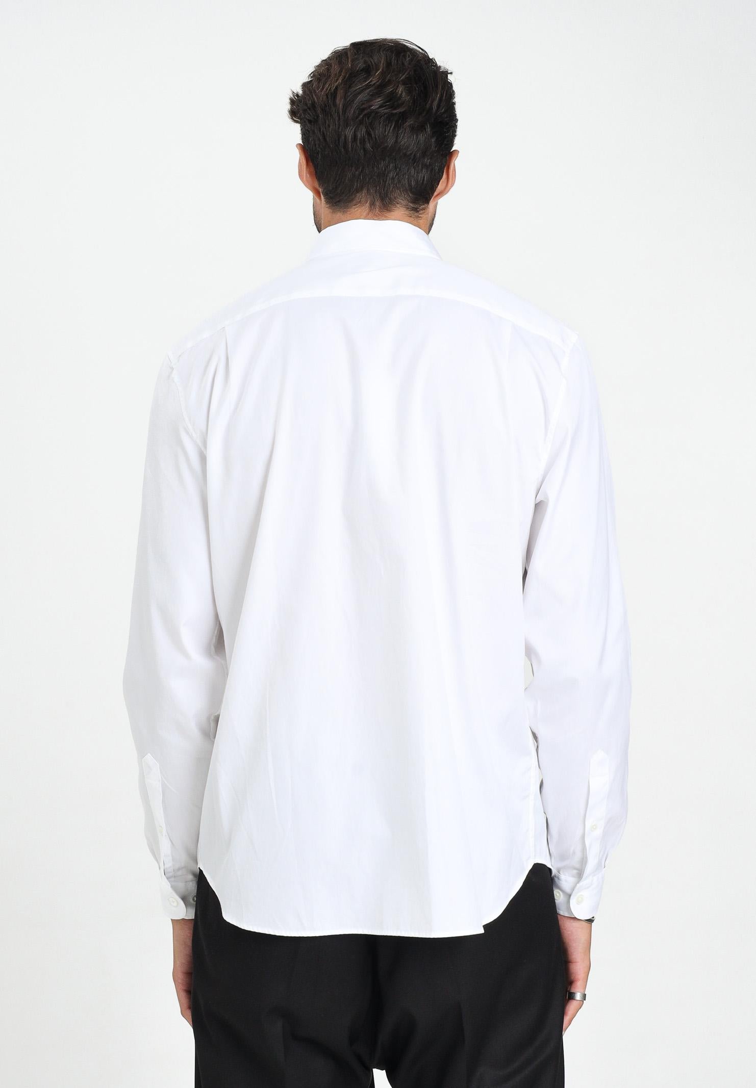 LACOSTE Camicia a manica lunga bianca da uomo con patch logo CH2933 001. LACOSTE