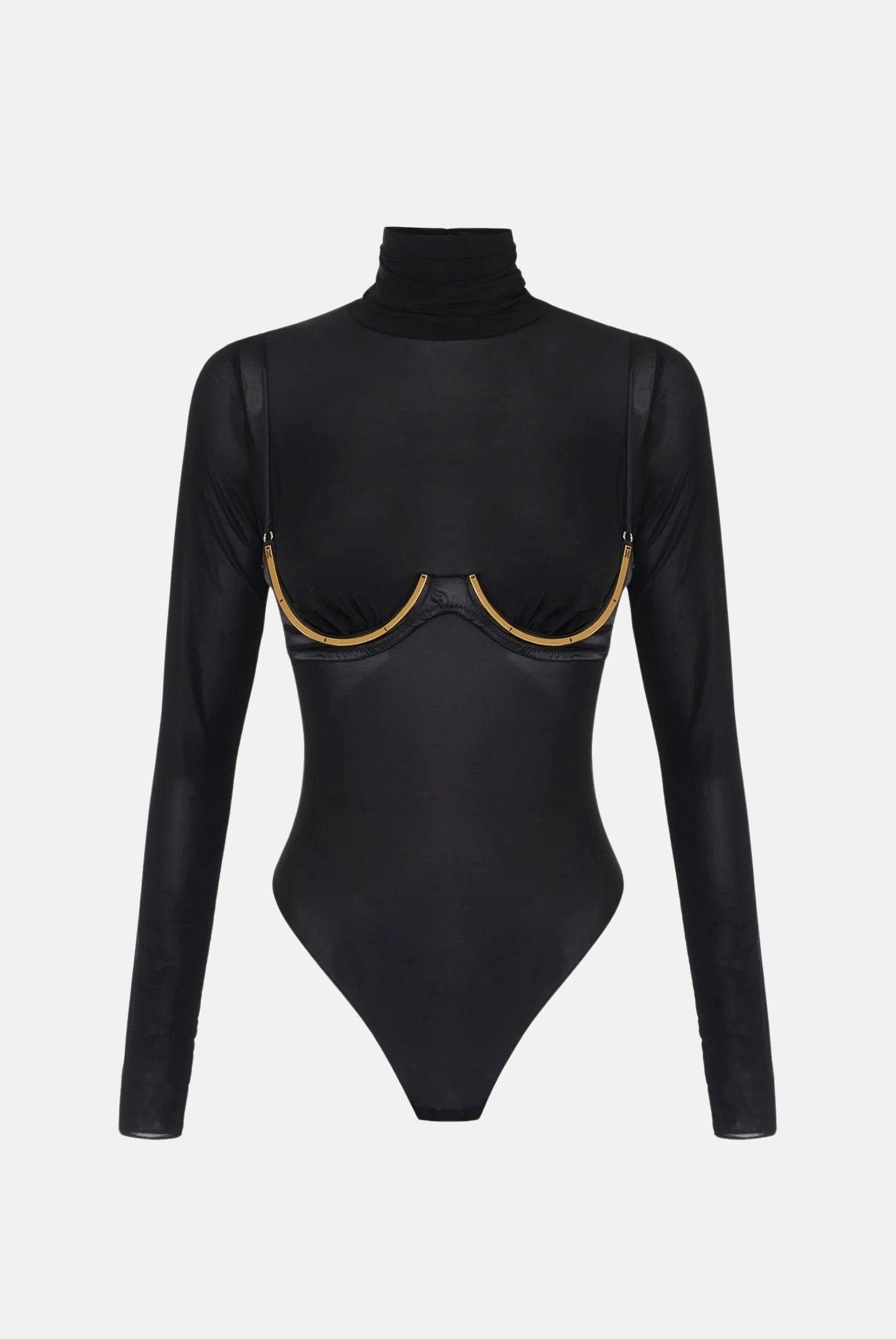 ELISABETTA FRANCHI Body nero da donna con dettaglio gioiello<BR/> BO01557E2 110 ELISABETTA FRANCHI